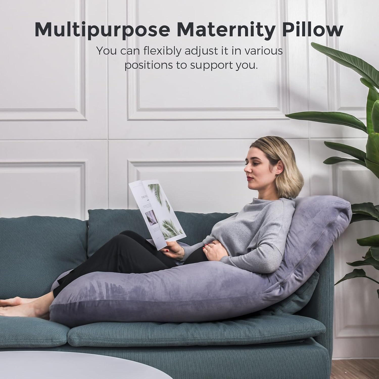 Momcozy Pregnancy Pillows for Sleeping, U Shaped Full Body Maternity Pillow with Removable Cover - Support for Back, Legs, Belly, HIPS for Pregnant Women, 57 Inch Pregnancy Pillow for Women, Grey - Image 4