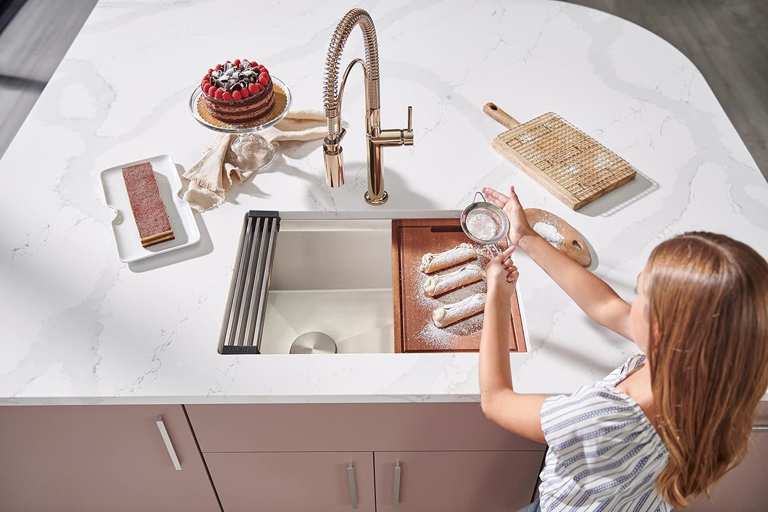 Ruvati 30-inch Workstation Kitchen Sink - Slope Bottom Offset Drain 16 Gauge Stainless Steel Kitchen Sink with Brushed Finish hides scratches, Easy-to-Clean Undermount Sink - RVH8582 - Image 3