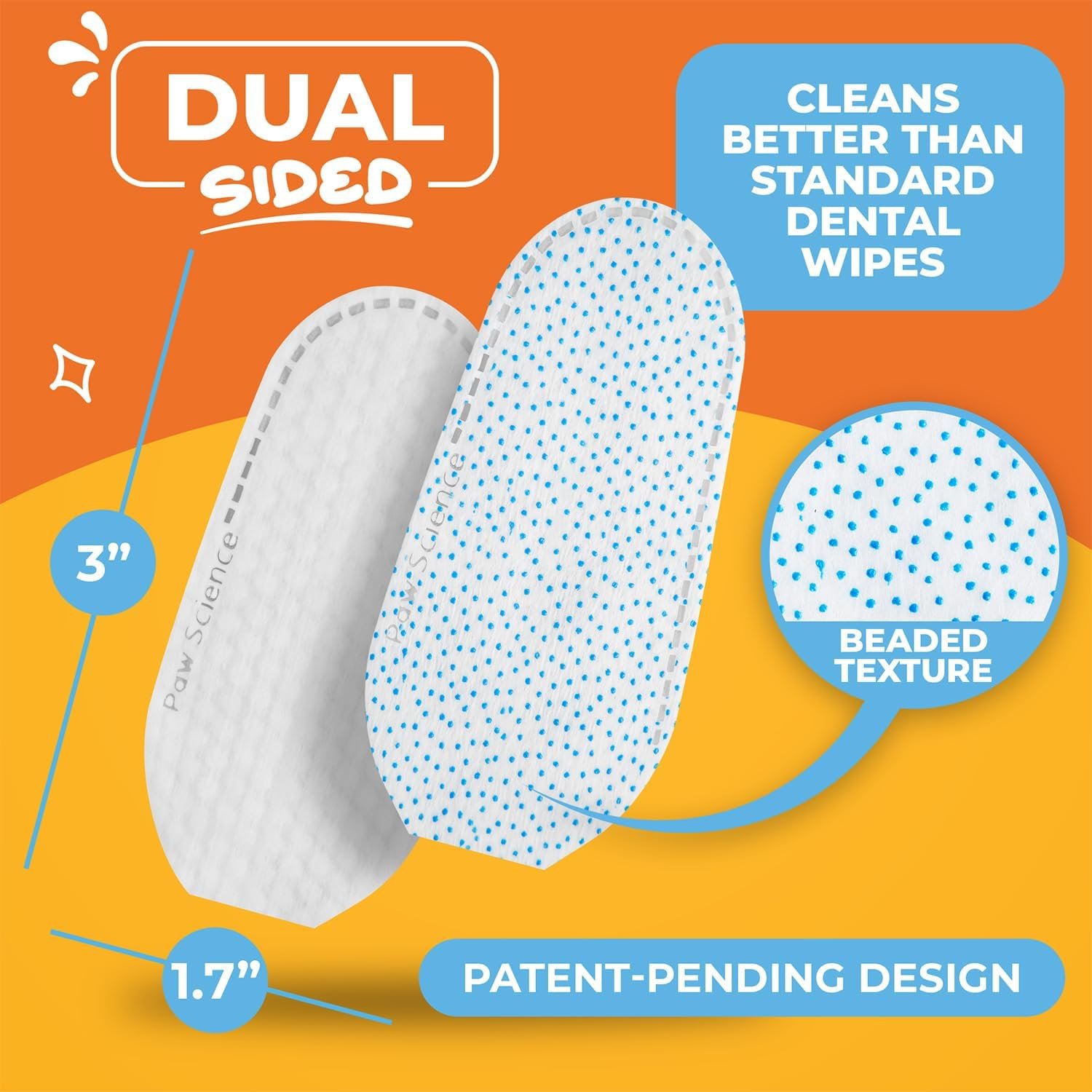 Dog & Cat Teeth Cleaning Wipes - Dental Finger Wipes for Cats & Dogs - Pet Toothbrush & Tooth Brushing Kit - Effective Teeth Cleaner (Unscented) - Image 3