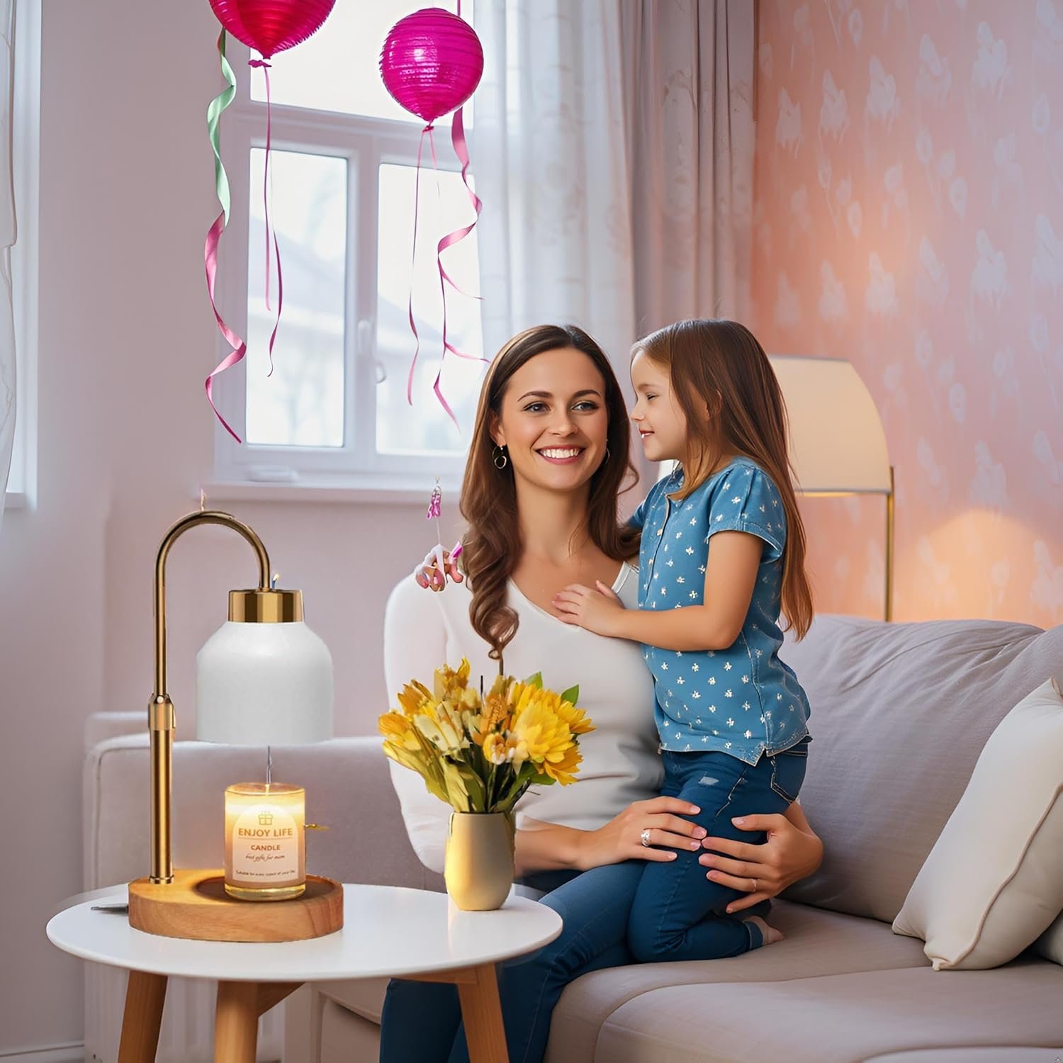 Candle Warmer Lamp with Dimmer Adjustable Height, 2/4/8H Timer,Vintage Home Decor for Scented Jar - Image 6