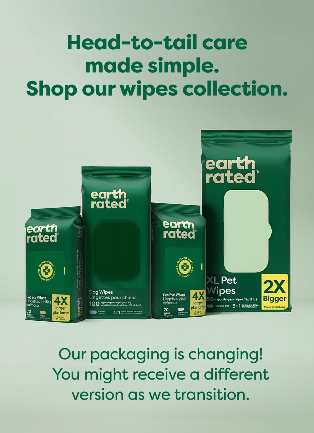 Earth Rated Dog Wipes, Hypoallergenic, 3-in-1 Cleaning and Hydrating, for Grooming Paws, Body and Butt, Lavender Scented, 100 Count - Image 8