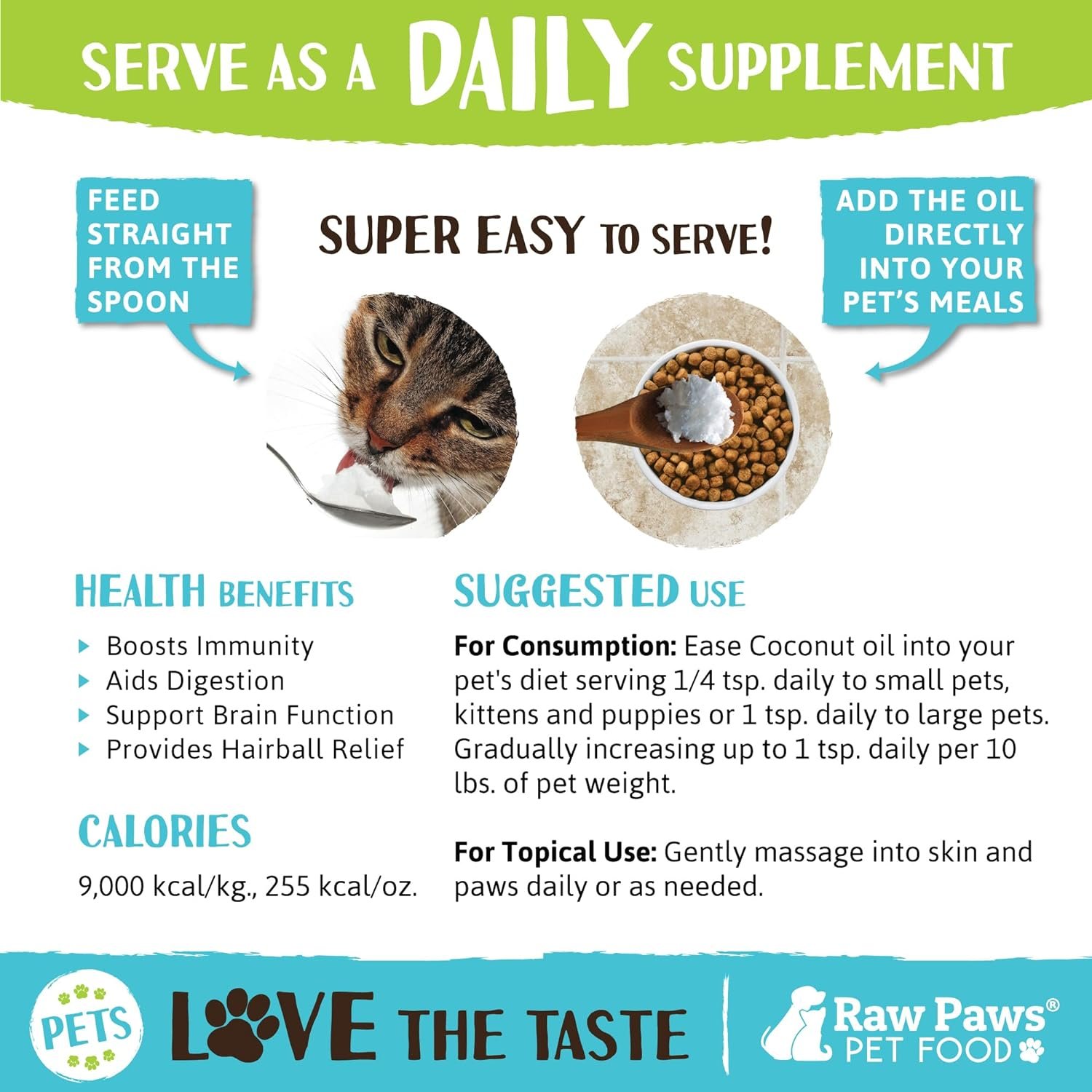 Raw Paws Virgin Organic Coconut Oil for Dogs & Cats, 4-oz - Treatment for Itchy Skin, Dry Nose, Paws - Hot Spot Lotion - Natural Hairball Remedy for Cats - Image 3