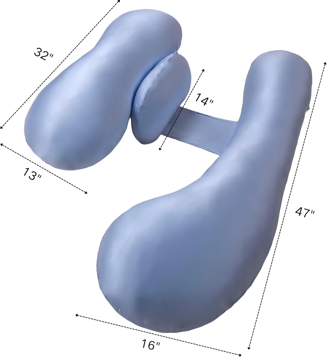 Pregnancy Pillows for Side Sleeping - Adjustable Belly & Back Support Pillow,H Shaped Full Body Maternity Pillow with Cooling Removable Cover, for Pregnant Women and Adults(Blue) - Image 4