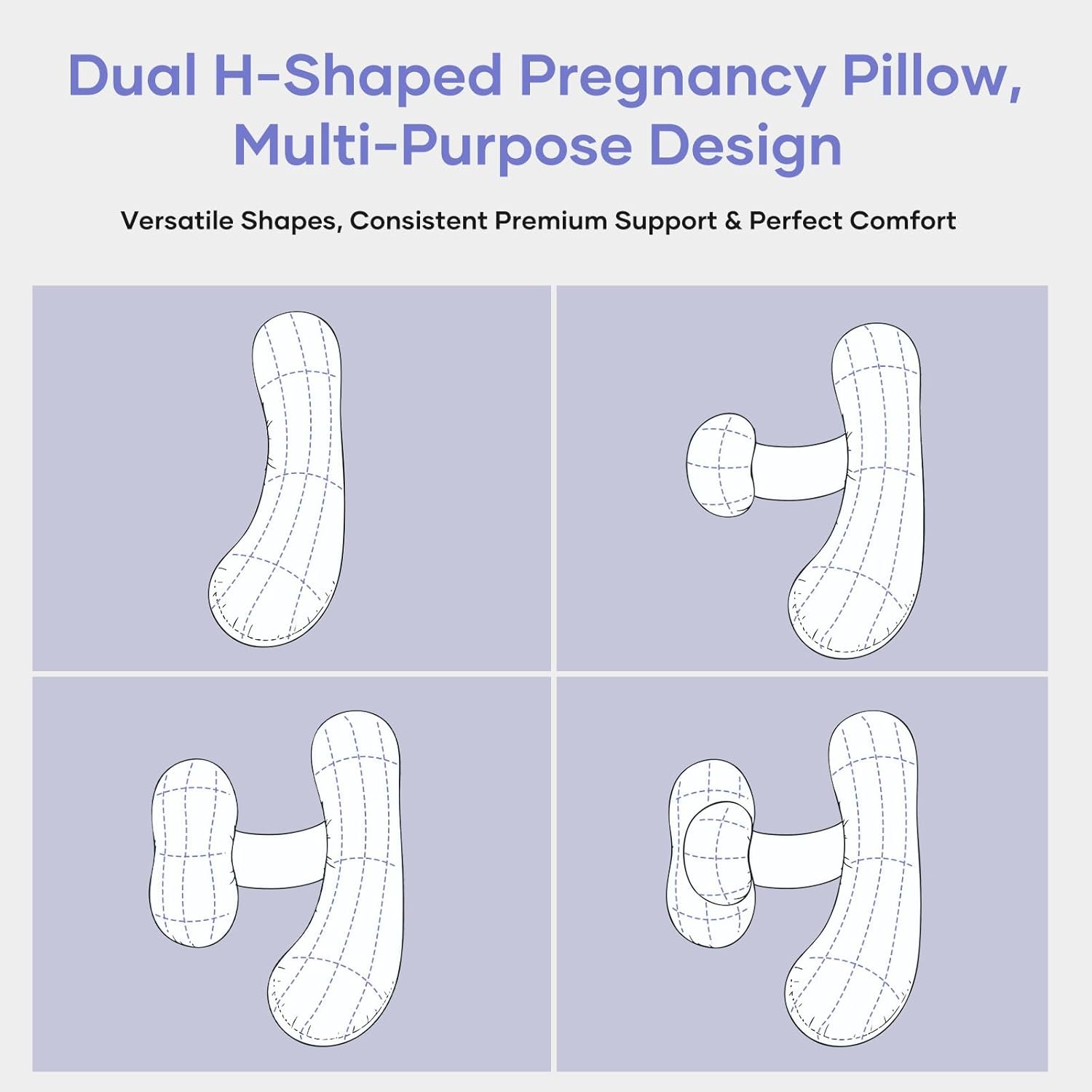 Pregnancy Pillows for Side Sleeping - Adjustable Belly & Back Support Pillow,H Shaped Full Body Maternity Pillow with Cooling Removable Cover, for Pregnant Women and Adults(Blue) - Image 5