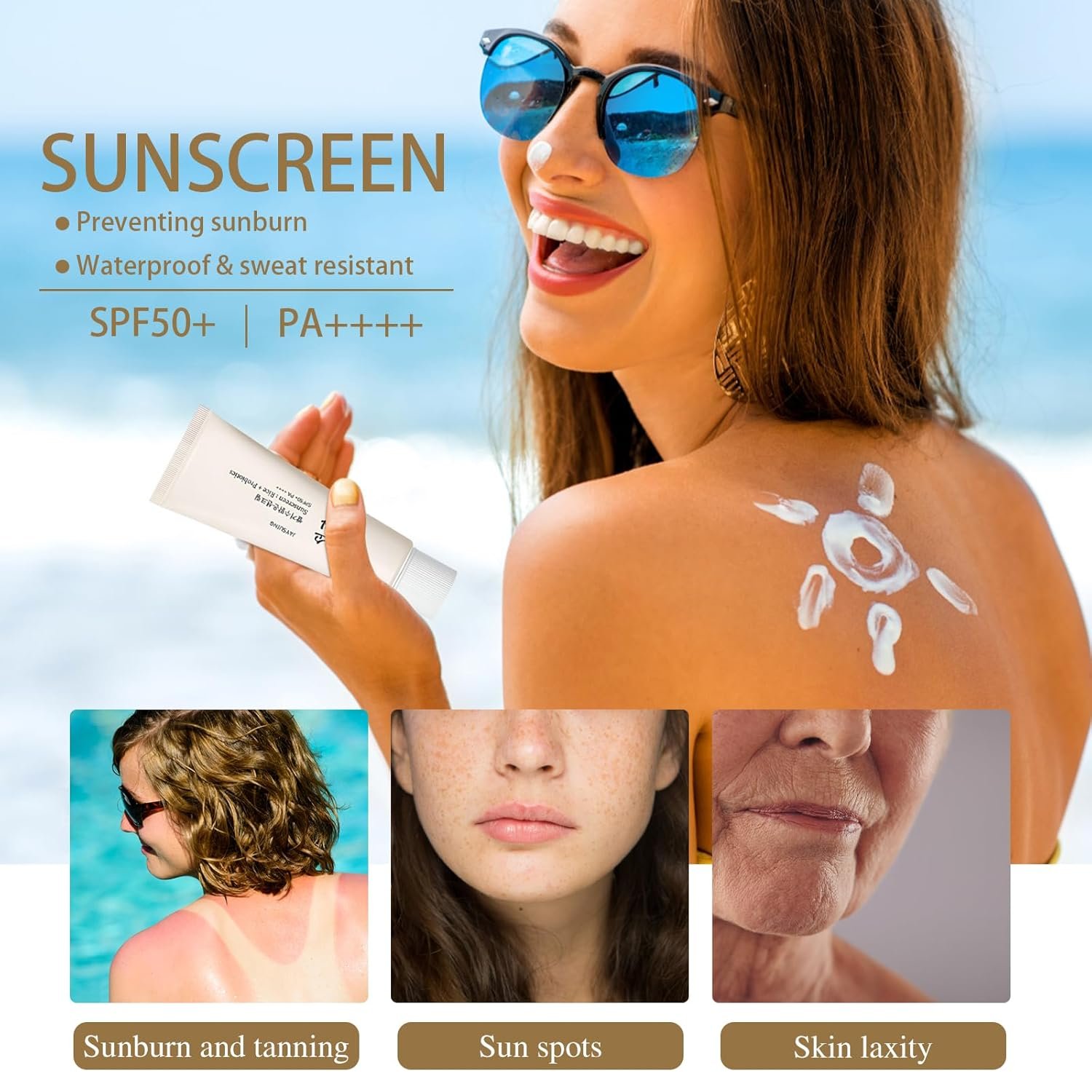 Relief Sun Organic Sunscreen SPF50+,Rice and Probiotics PA++++Korean Cream Care | Korean Skin for All Skin Types | UV Defens Nourishing Skin Protection (2PCS) - Image 3