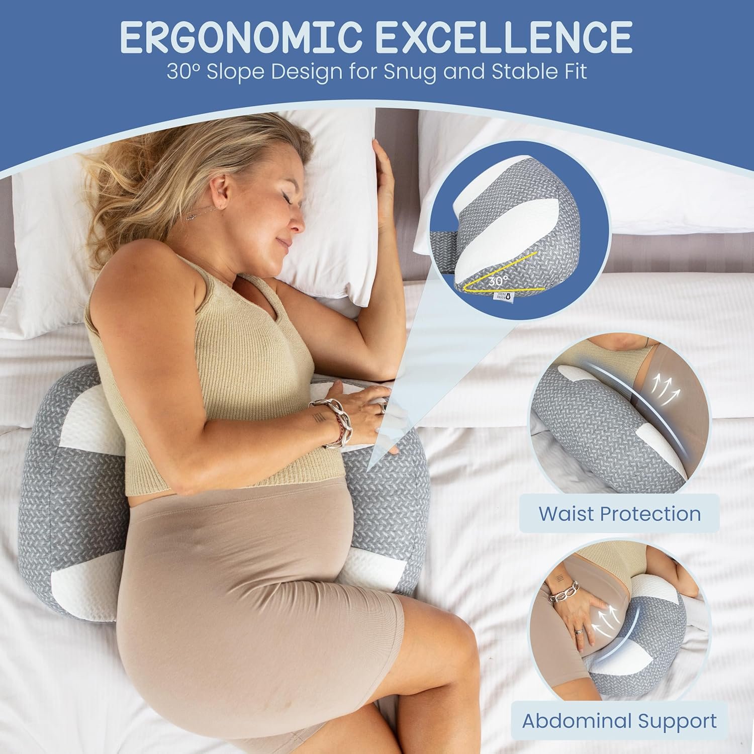 Plus Sized Pregnancy Pillow for Sleeping - Belly, Hip, Back Support for Pregnant Women -Maternity Wedge Pillow for Reducing Pregnancy Fatigue- Adjustable and Washable - Image 4