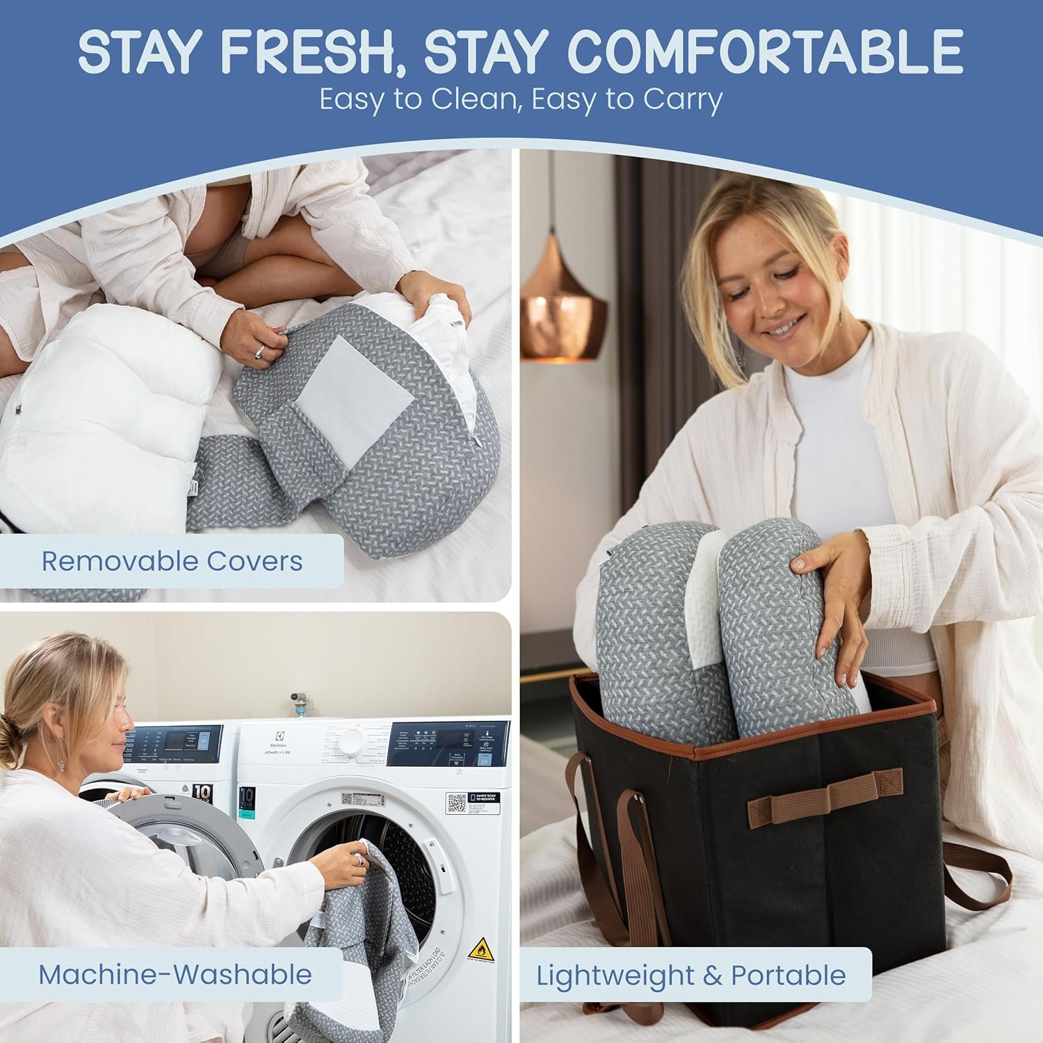 Plus Sized Pregnancy Pillow for Sleeping - Belly, Hip, Back Support for Pregnant Women -Maternity Wedge Pillow for Reducing Pregnancy Fatigue- Adjustable and Washable - Image 5