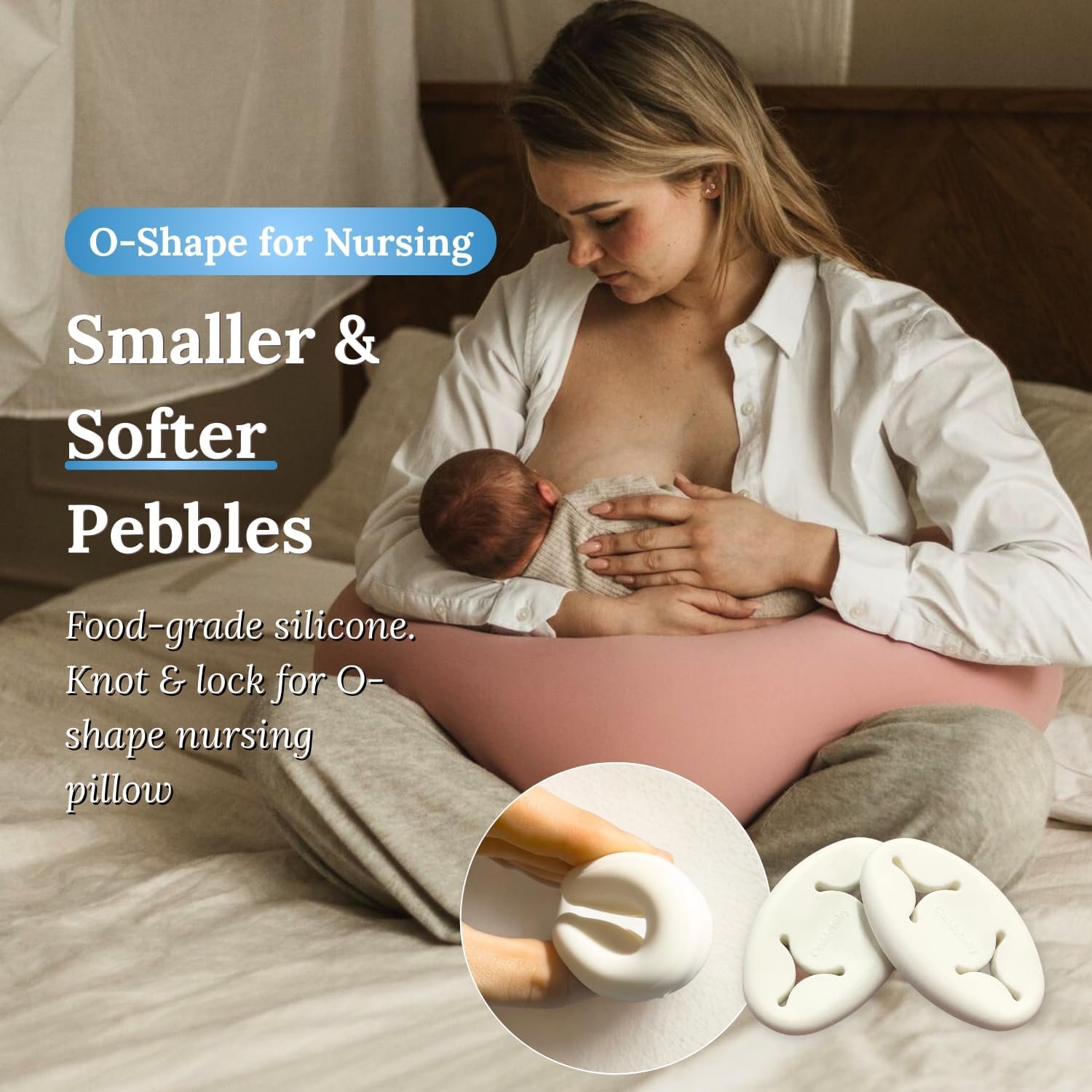 Pregnancy Pillow 5-in-1 |Adjustable Shape, Cooling Fabric| Beanbag Style Microbead, O-Shape for Nursing, 5-Point Full Body Support for Side Sleepers, Gift for Women, with Travel Bag - Blue - Image 4