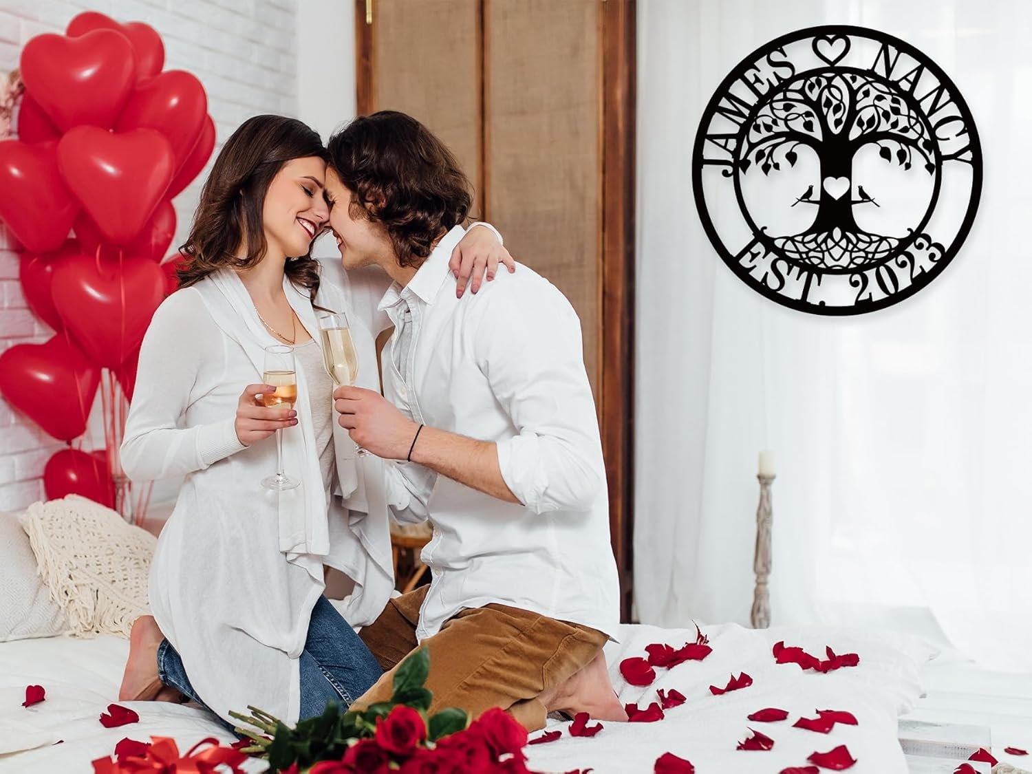 Metal Name Signs Personalized,Personalized Wedding Gifts,Metal Love Birds Signs, Custom Family Name Sign,Last Name Sign for Home,Engagement Anniversary Best Friends Christmas Gifts - Image 3