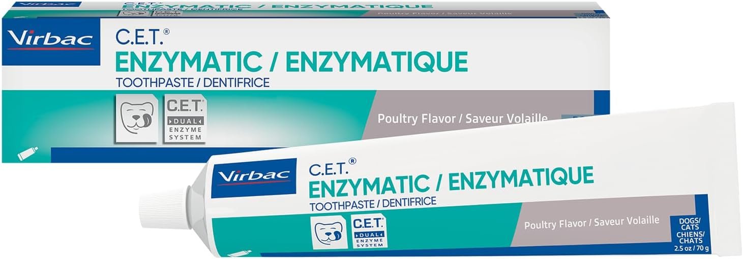 Virbac C.E.T.® Enzymatic Toothpaste| Tartar & Plaque Control for Fresh Breath | Pet Dental Care Toothpaste | Poultry Flavor, 2.5 oz