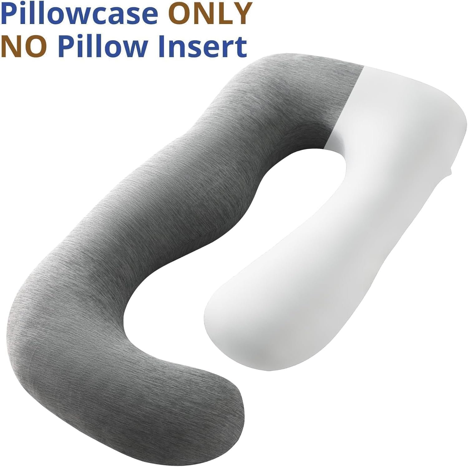 Sasttie Cooling Pregnancy Pillow Cover, 57-inch U Shaped Pregnancy Pillow Case, Fits 55 to 57 Inch Maternity Pillow, Grey (No Pillow Insert) - Image 3