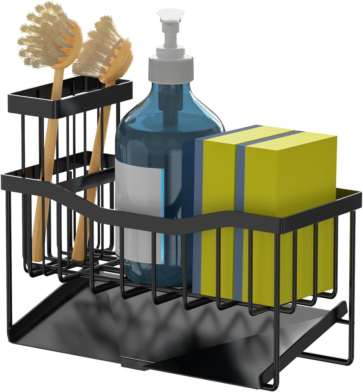 Maifan Sink Caddy Sponge Holder for Kitchen with Brush Holder and Stainless Steel Self Drain Tray, Rustproof Kitchen Sink Organizer for Sponge, Soap Dispenser Storage Accessories - Image 4