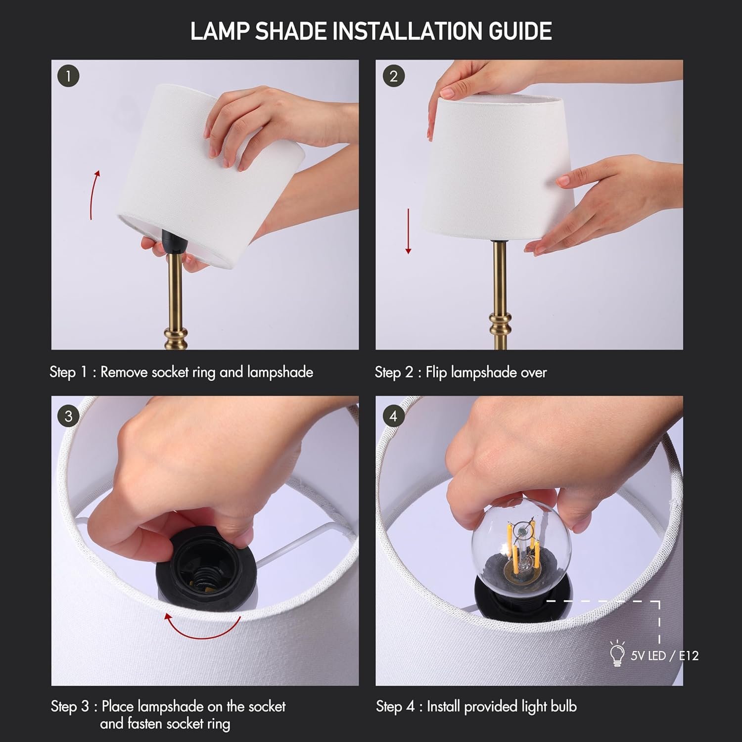 O’Bright Seraph - Cordless LED Table Lamp with Dimmer, Built-in Rechargeable Battery, 3-Level Brightness, Patio Table Lamp, Bedside Night Lamp, Ambient Light for Restaurant, Antique Brass - Image 8