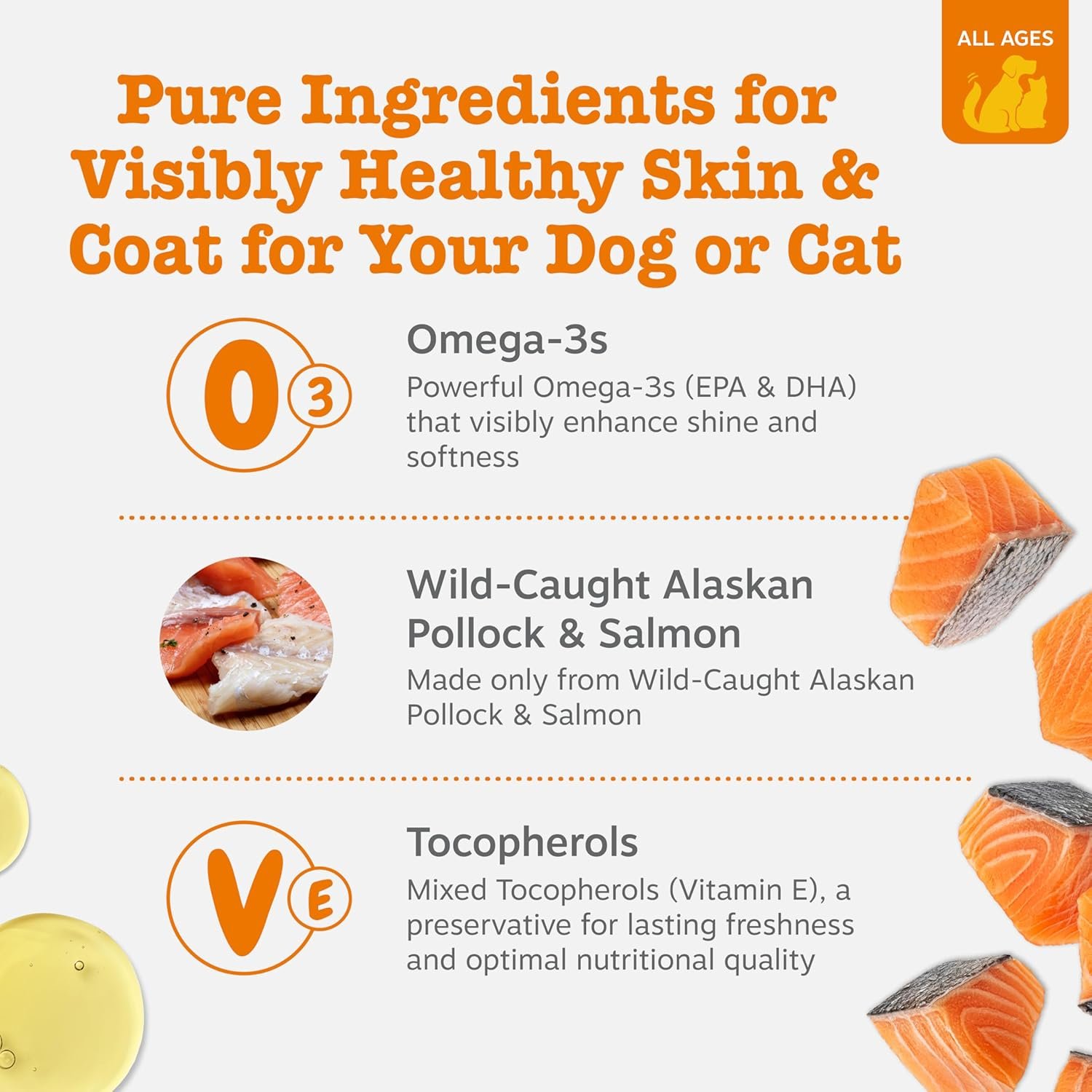 Zesty Paws Wild Alaskan Omega-3 Blend Pollock + Salmon Oil for Dogs and Cats- Skin and Coat Support, Omega 3 Supplement for Pets, 32oz - Image 3