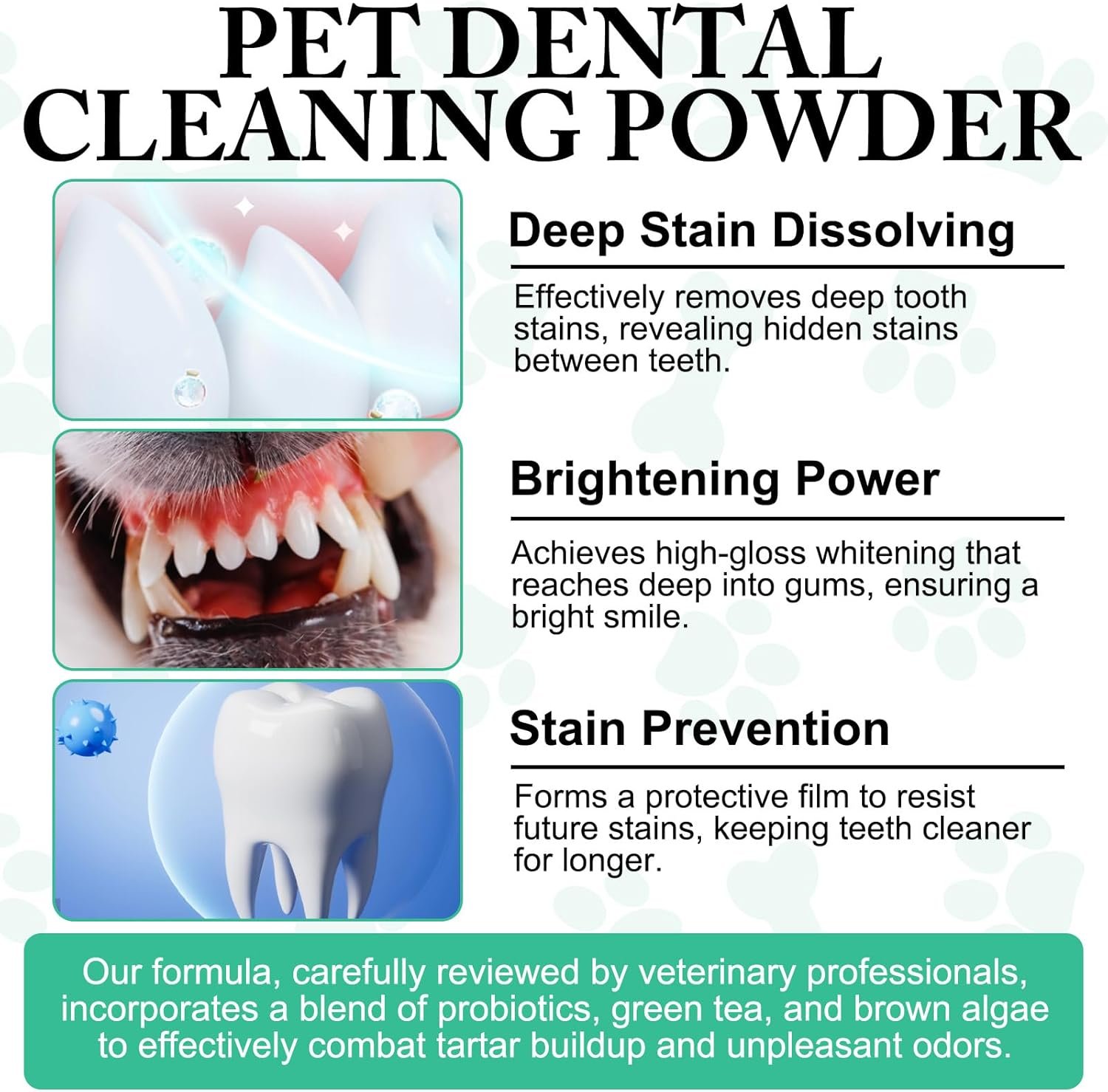 Dog Dental Powder - Teeth Cleaning Powder for Dogs - Dog Dental Care - Plaque & Bad Breath Off P-owder D-og - D-ental Care Supplies for Small - Medium - Large Do-gs - Image 3