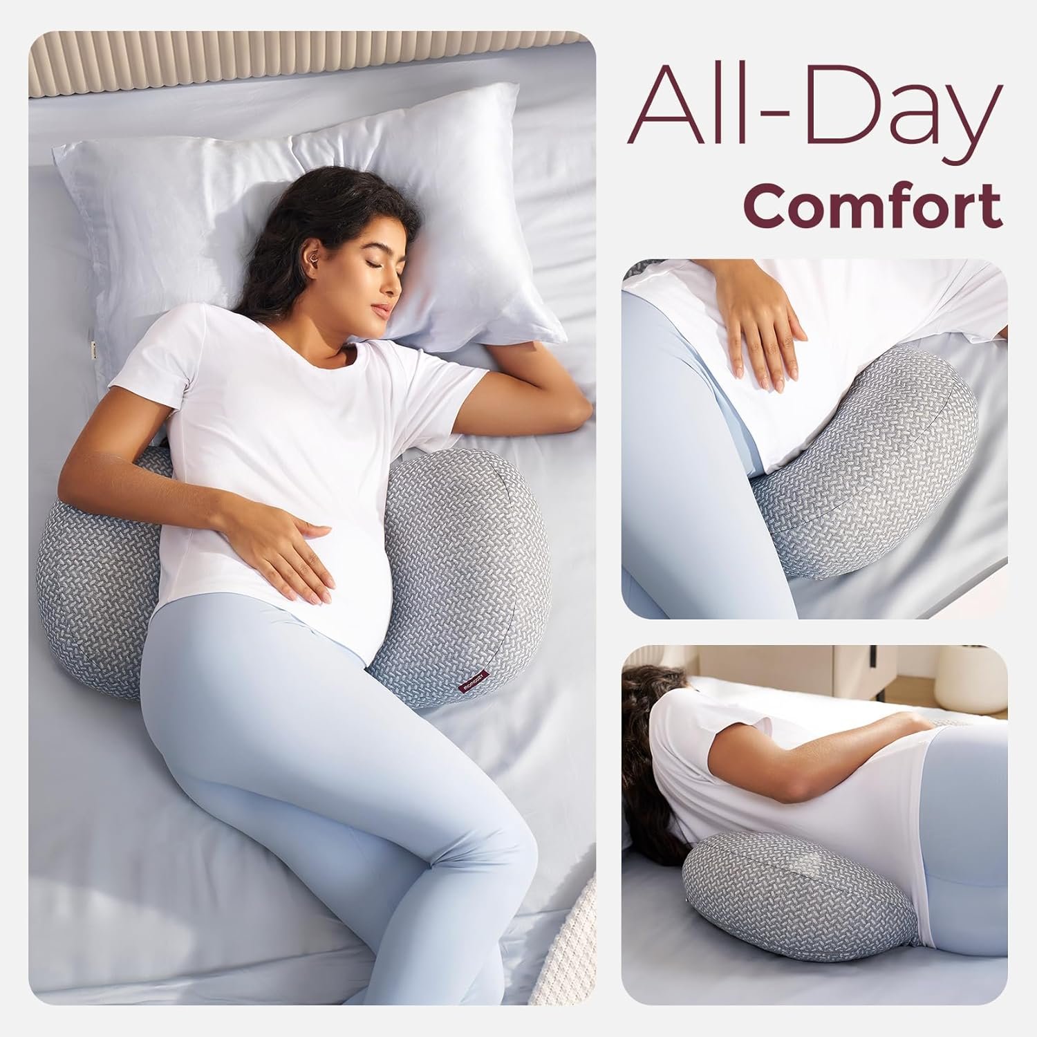 Momcozy Memory Foam Portable Pregnancy Pillow – W Shaped Maternity Great Support for Side Sleepers, Adjustable Travel Wedge Pillow for Back, Belly, and Hip Relief, Ideal for Pregnant Women, Grey - Image 8