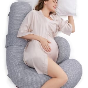Momcozy Pregnancy Pillow, Original F Shaped Maternity Pillow for Pregnant Women with Adjustable Wedge Pillow, Full Body Support Pregnancy Pillows for Side Sleeping with Air Layer Cover, Grey
