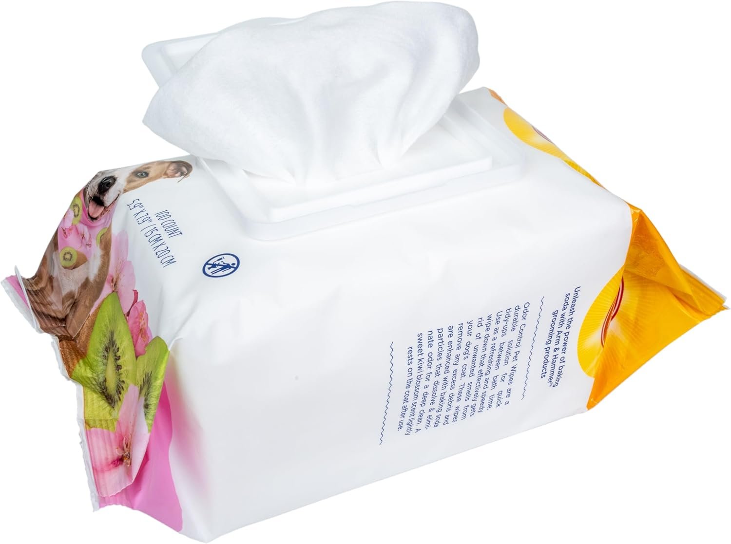 Arm & Hammer for Pets Odor Control Dog Wipes, Deodorizing Wipes with Baking Soda for Dogs Between Baths, Gentle Cleaning Pet Grooming Wipes for Everyday Freshness, Kiwi Blossom Scent, 100 Count - Image 3