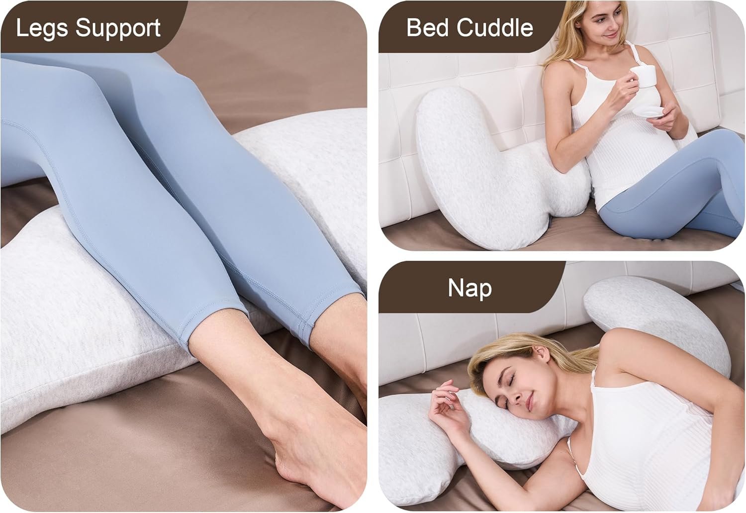 Pregnancy Pillows for Side Sleeping, Big Memory Foam J Shaped Maternity Body Pillow for Pregnancy, Full Body Support, Soft Pregnancy Pillow for Head Neck Belly HIPS Support - Image 4