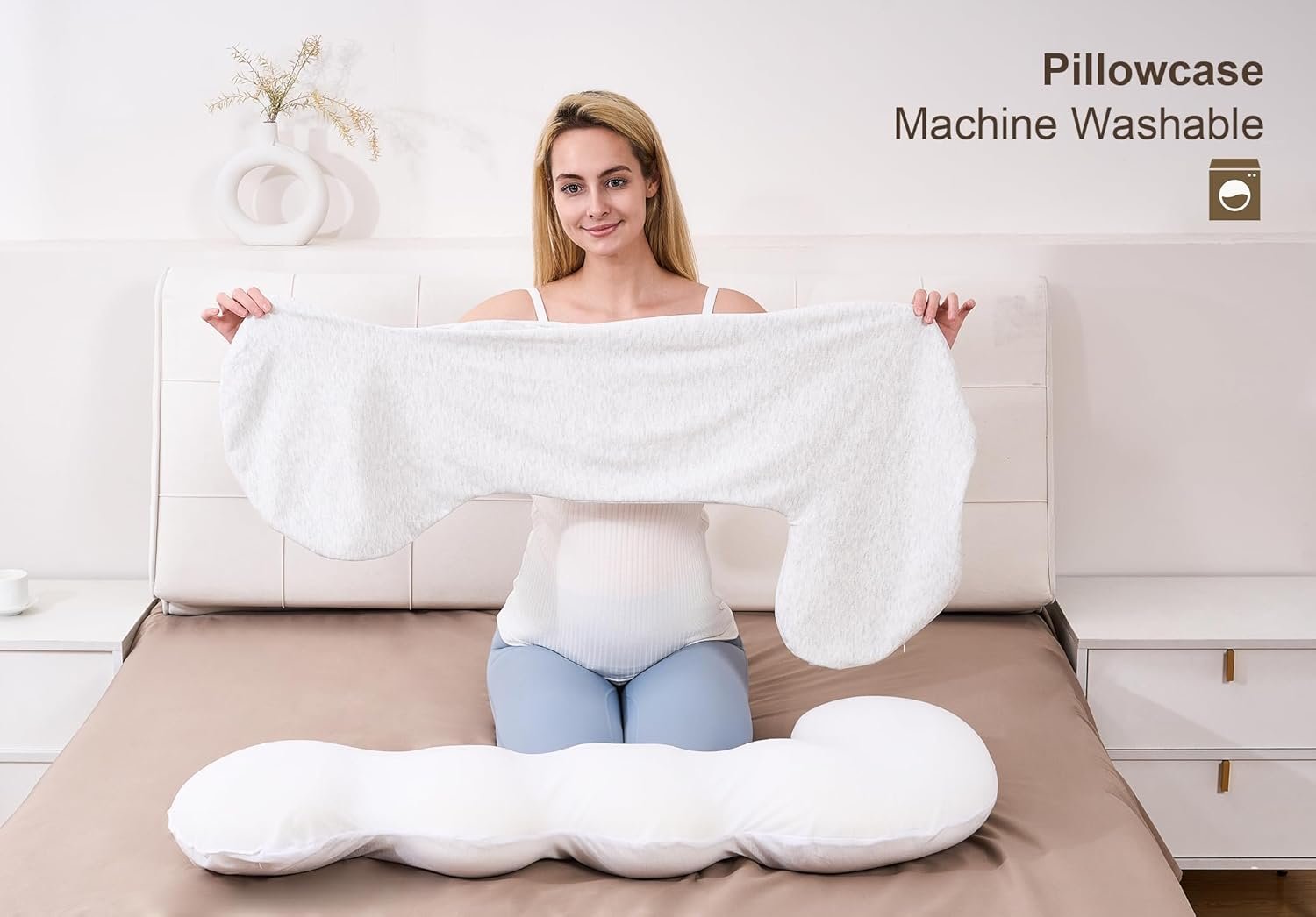 Pregnancy Pillows for Side Sleeping, Big Memory Foam J Shaped Maternity Body Pillow for Pregnancy, Full Body Support, Soft Pregnancy Pillow for Head Neck Belly HIPS Support - Image 5
