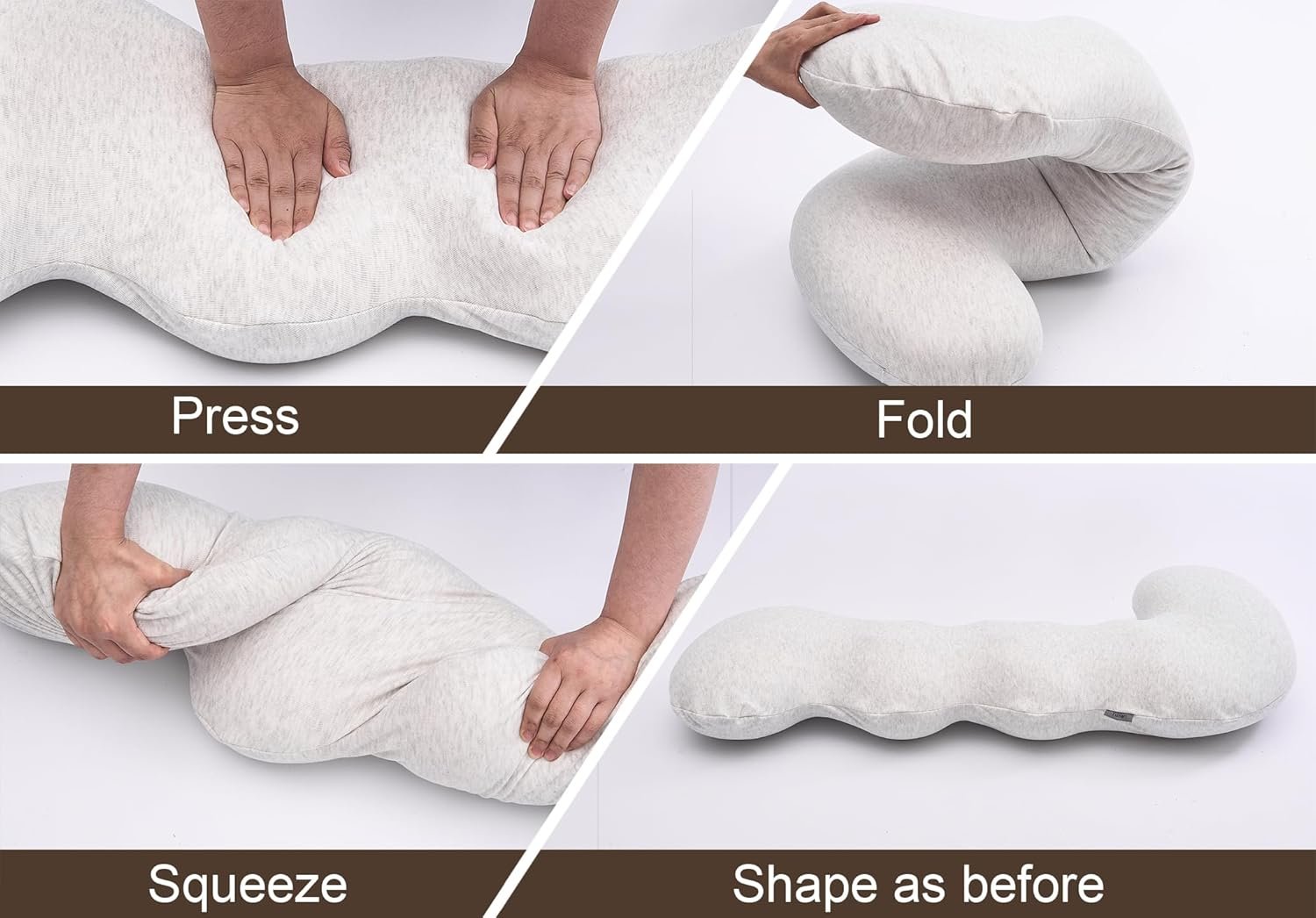 Pregnancy Pillows for Side Sleeping, Big Memory Foam J Shaped Maternity Body Pillow for Pregnancy, Full Body Support, Soft Pregnancy Pillow for Head Neck Belly HIPS Support - Image 6