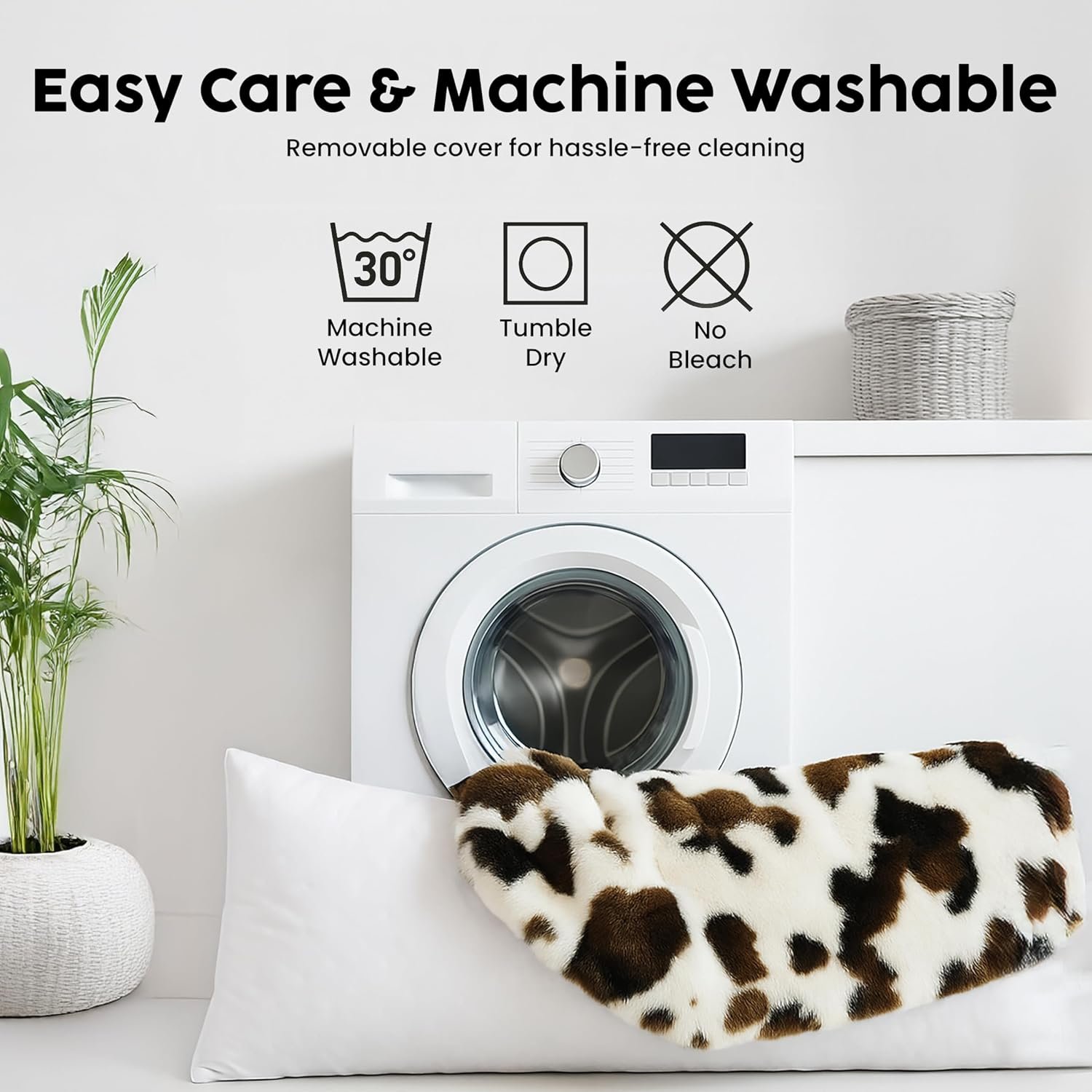 OMEO Winter Fluffy Full Body Pillow – Memory Foam Pregnancy Pillow, Nursing Pillow for Side Sleepers, Weighted Body Pillow for Adults (Soft Cow Print Cover) - Image 3