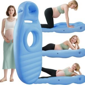 Inflatable Pregnancy Pillow, Full Body Maternity Airbed with Belly and Head Hole for Comfort. Best Prone/Side Lying Support for Pregnant Women, Includes Air Pump, Pink/Blue/Brown (Brown) (Blue)