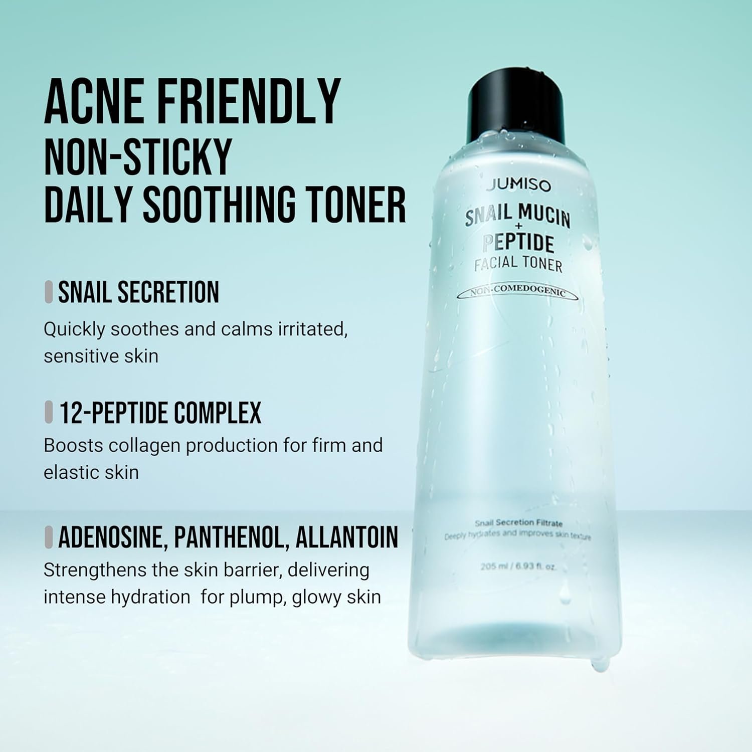JUMISO Snail Mucin Peptide Toner (95% Snail + 12 Peptides) – Anti-Aging Essence for Glass Skin, Sebum Control for Oily Skin, Non-Sticky Korean Skincare, Fragrance-Free, 6.93 fl oz - Image 3