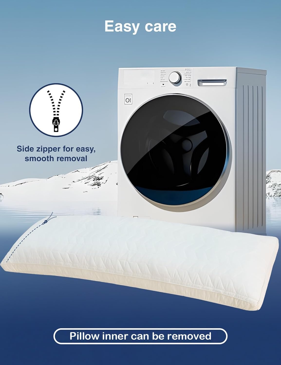 ZonLi Long Body Pillow for Adults, Firm Body Pillow with Adjustable Shredded Memory Foam, Soft Support for Side Sleepers, Pregnant Women, Washable Quilted, Valentines Day Gifts, 20 x 54 Inch, White - Image 4