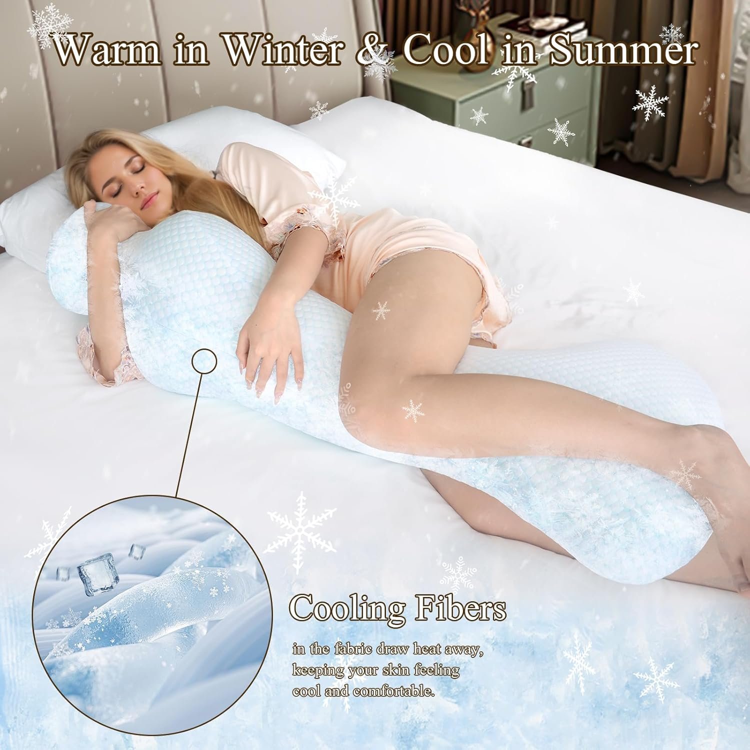 Mermaid Body Pillows for Adults, Cooling Long Pillow for Bed, One Piece Full Body Pillow, Big Memory Foam Firm Body Pillow for Side Sleepe, Soft Hugging Bodypillow for Pregnancy - Image 3