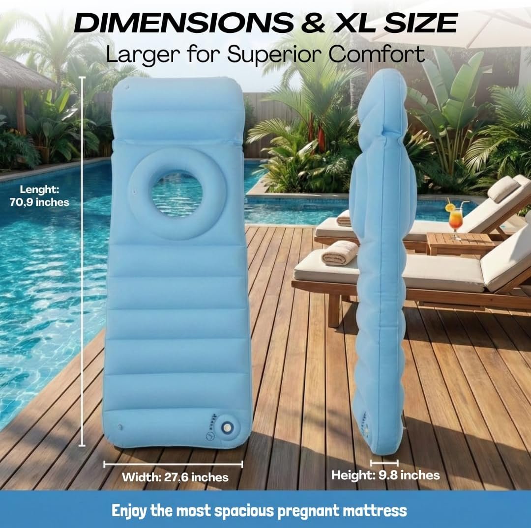 EasyR - Pregnancy Pillow with Belly Hole - Inflatable Pillows for Pregnant Women - Wedge Body Sleeping Mom Maternity Stomach - Pool Bed Float Mattress Back Pain Relief Support Momcozy Full Medcline - Image 7