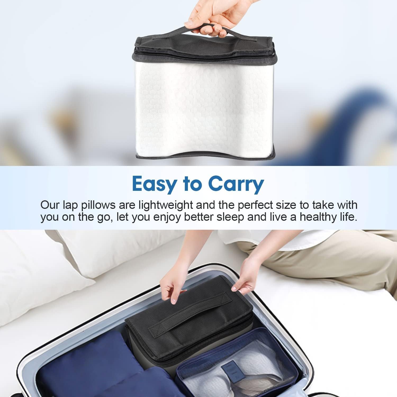 Memory Foam Knee Pillow, Sleeping Leg Pillow, for Side Sleepers & Pregnant Women - for Spinal Alignment, Relief Sciatica, Knee, Back, Leg & Hip Pain, with Washable Cover & Travel Bag, White - Image 5