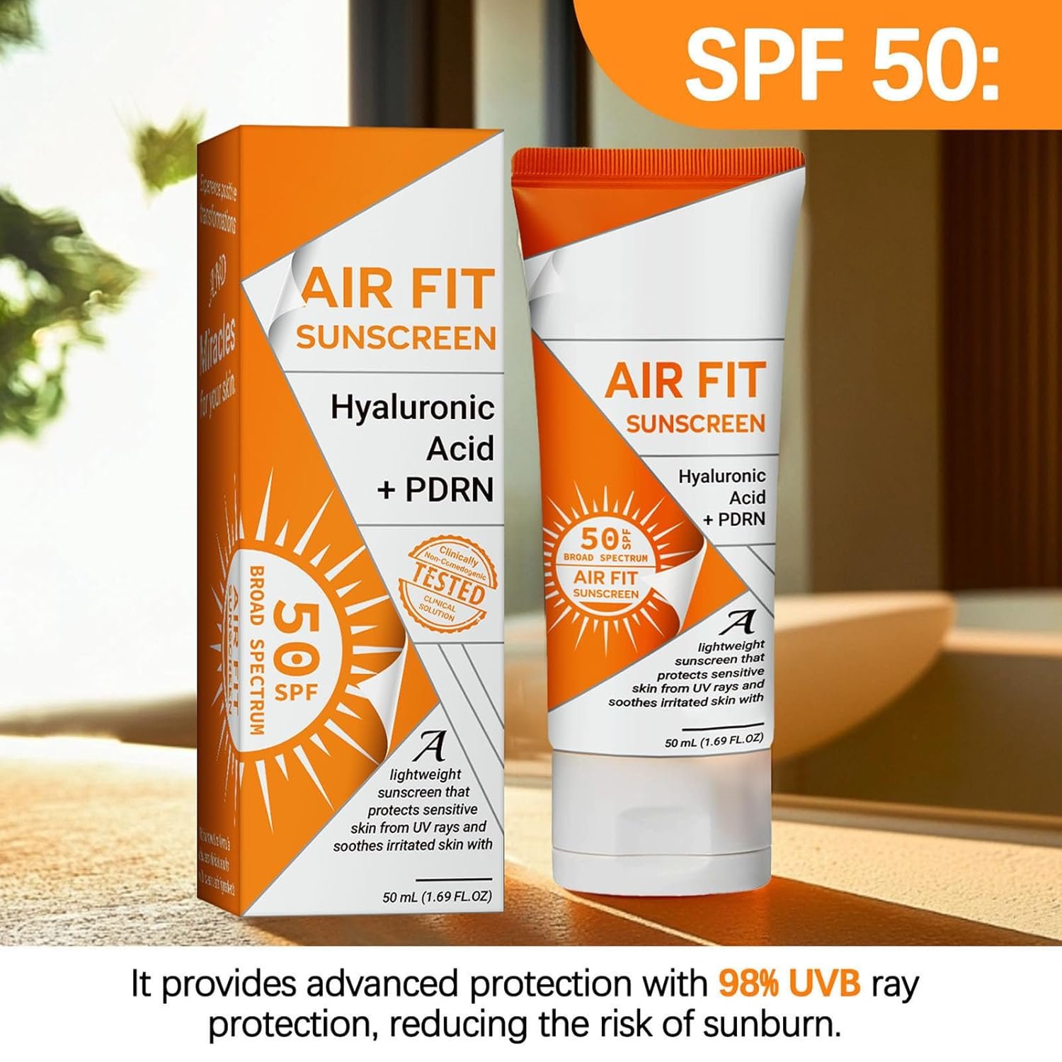 Air Fit Sunscreen Korean SPF 50 - Face & Body Sunscreen with Hyaluronic Acid, Lightweight, Non-Greasy, Moisturizing Sun Cream, Broad Spectrum UVA/UVB Protection (1) - Image 3