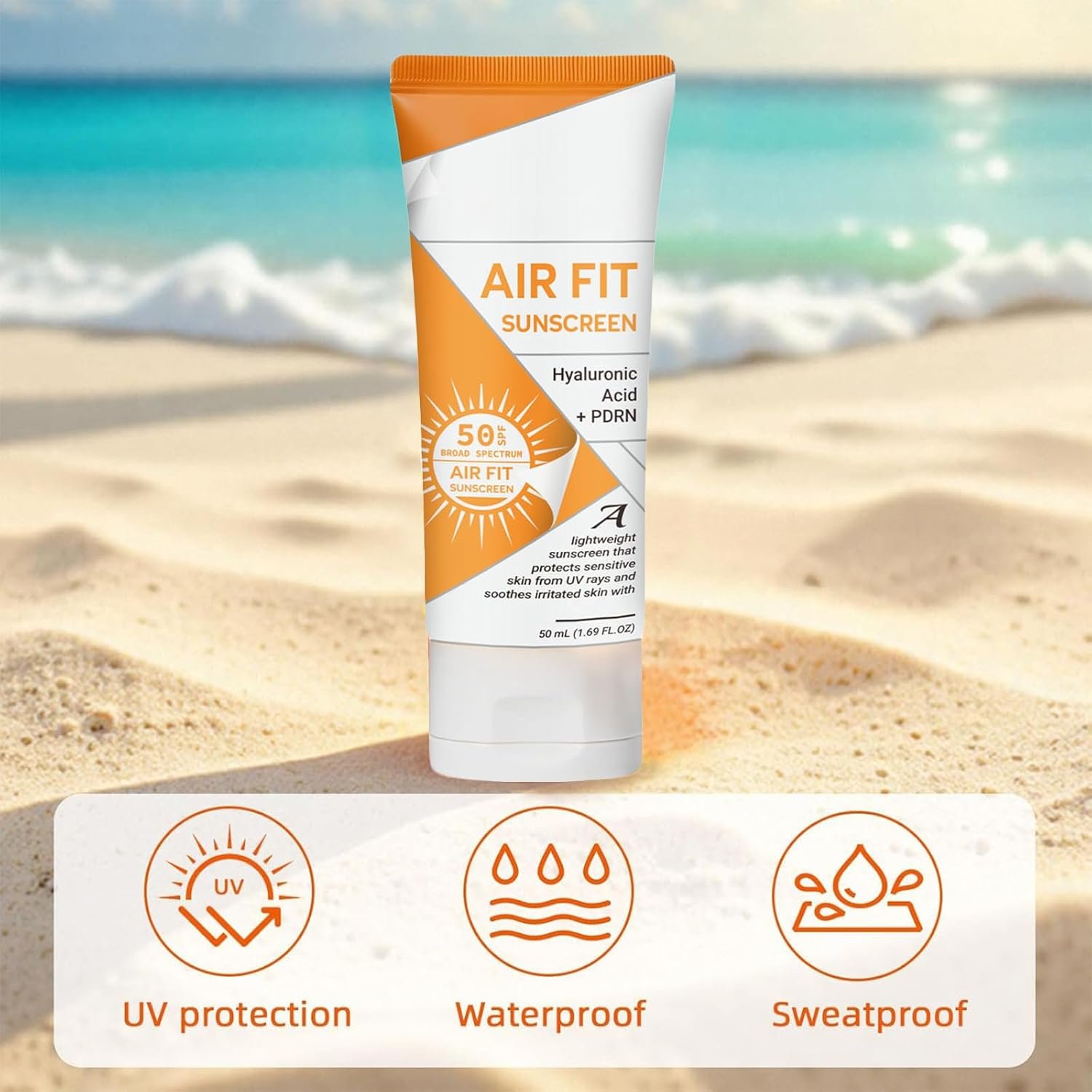 Air Fit Sunscreen Korean SPF 50 - Face & Body Sunscreen with Hyaluronic Acid, Lightweight, Non-Greasy, Moisturizing Sun Cream, Broad Spectrum UVA/UVB Protection (1) - Image 4