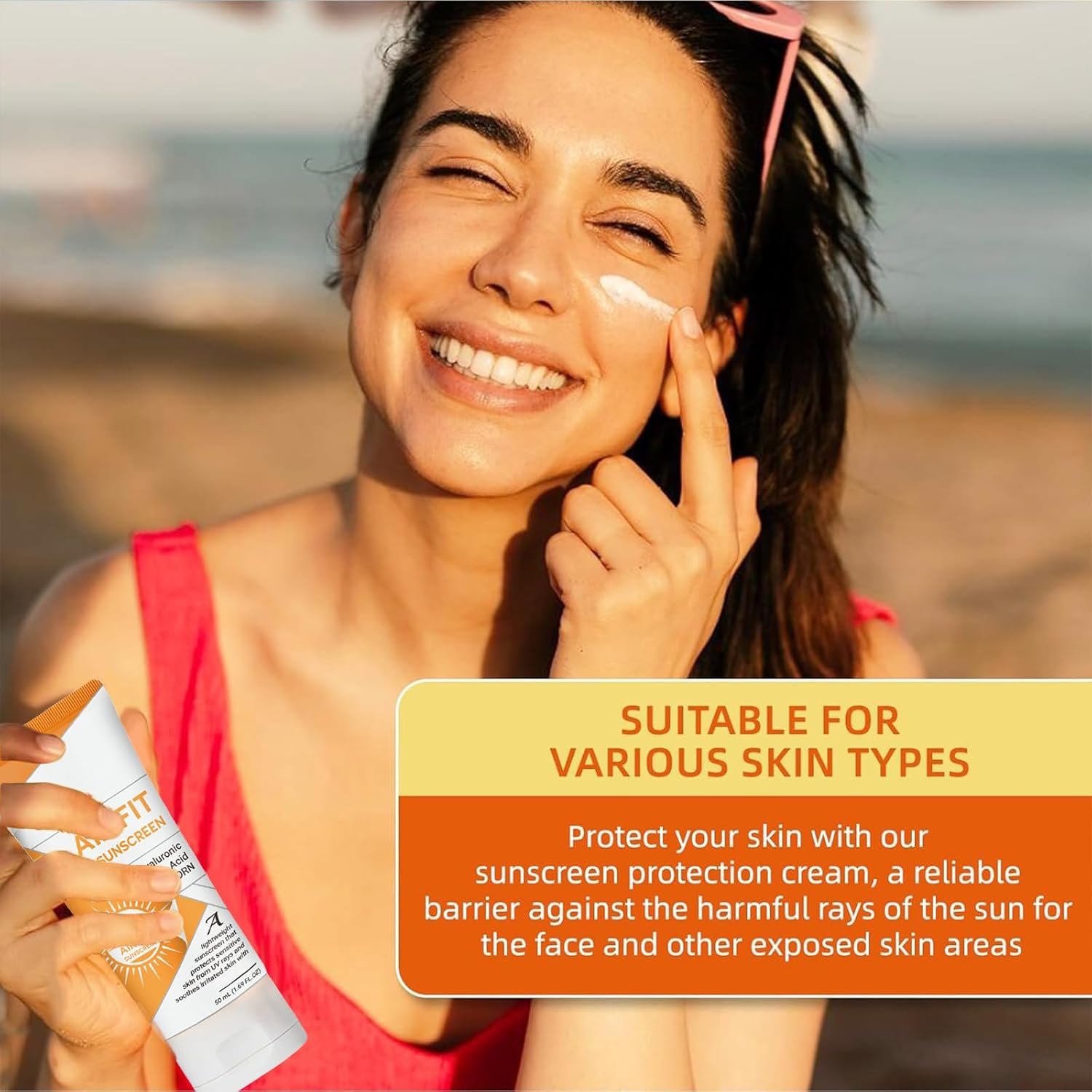 Air Fit Sunscreen Korean SPF 50 - Face & Body Sunscreen with Hyaluronic Acid, Lightweight, Non-Greasy, Moisturizing Sun Cream, Broad Spectrum UVA/UVB Protection (1) - Image 7