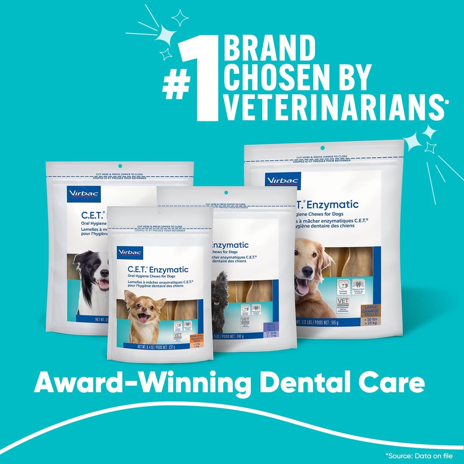 Virbac C.E.T. Enzymatic Oral Hygiene Chews for Dogs Beef 8.4 Ounces - Image 3