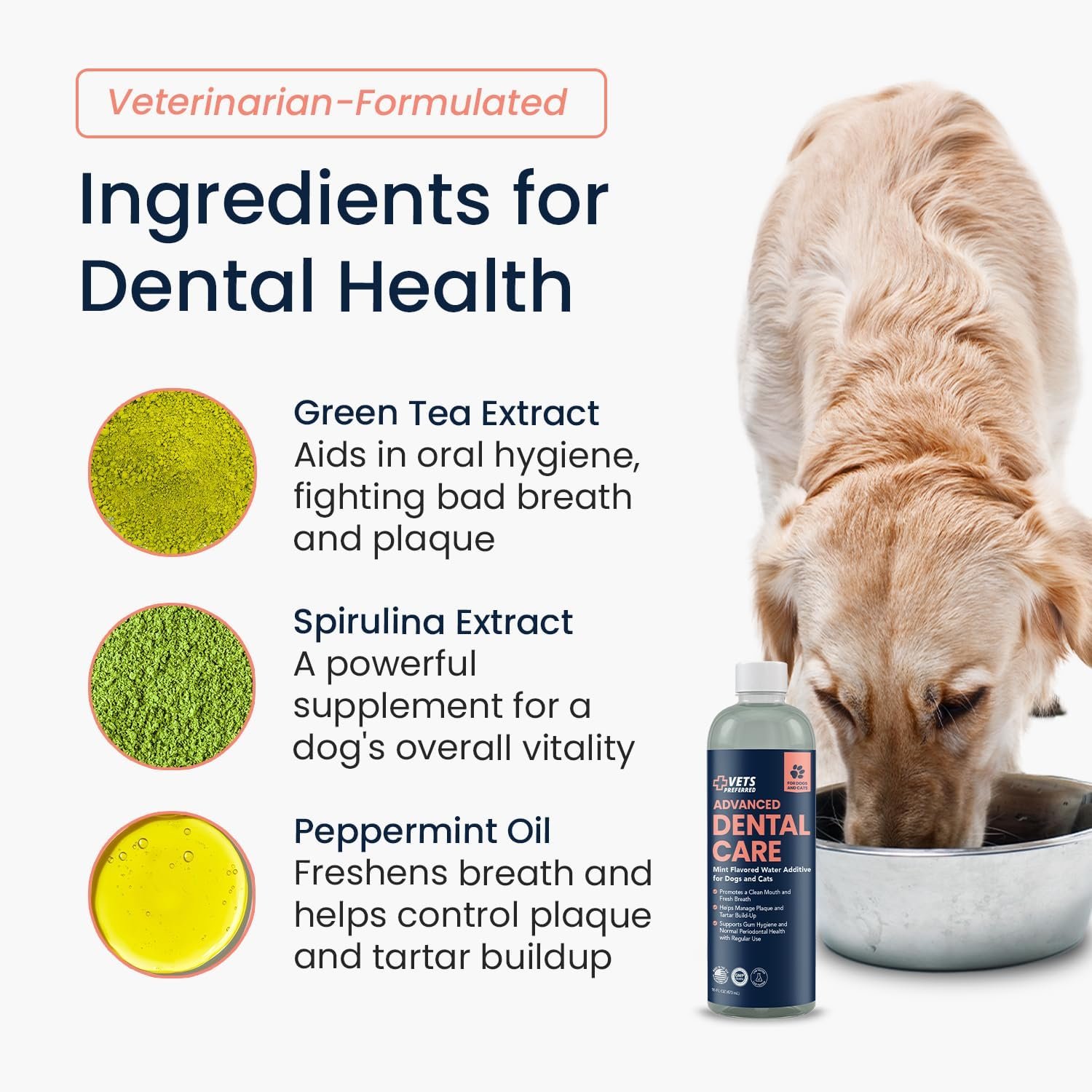 Vets Preferred Dog Breath Freshener & Water Additive for Dental Care – Fights Bad Breath, Removes Tartar & Plaque – Dog Mouthwash for Healthy Teeth & Gums, Gingivitis Support – Mint Flavor - Image 3