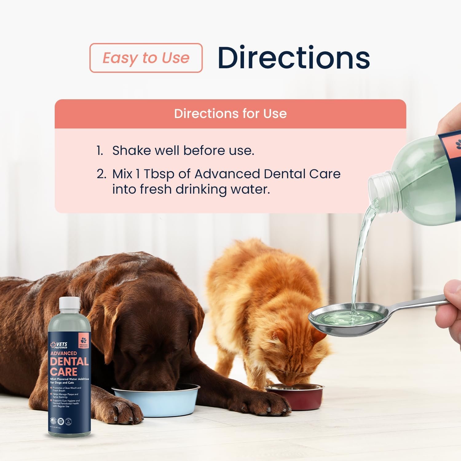 Vets Preferred Dog Breath Freshener & Water Additive for Dental Care – Fights Bad Breath, Removes Tartar & Plaque – Dog Mouthwash for Healthy Teeth & Gums, Gingivitis Support – Mint Flavor - Image 4