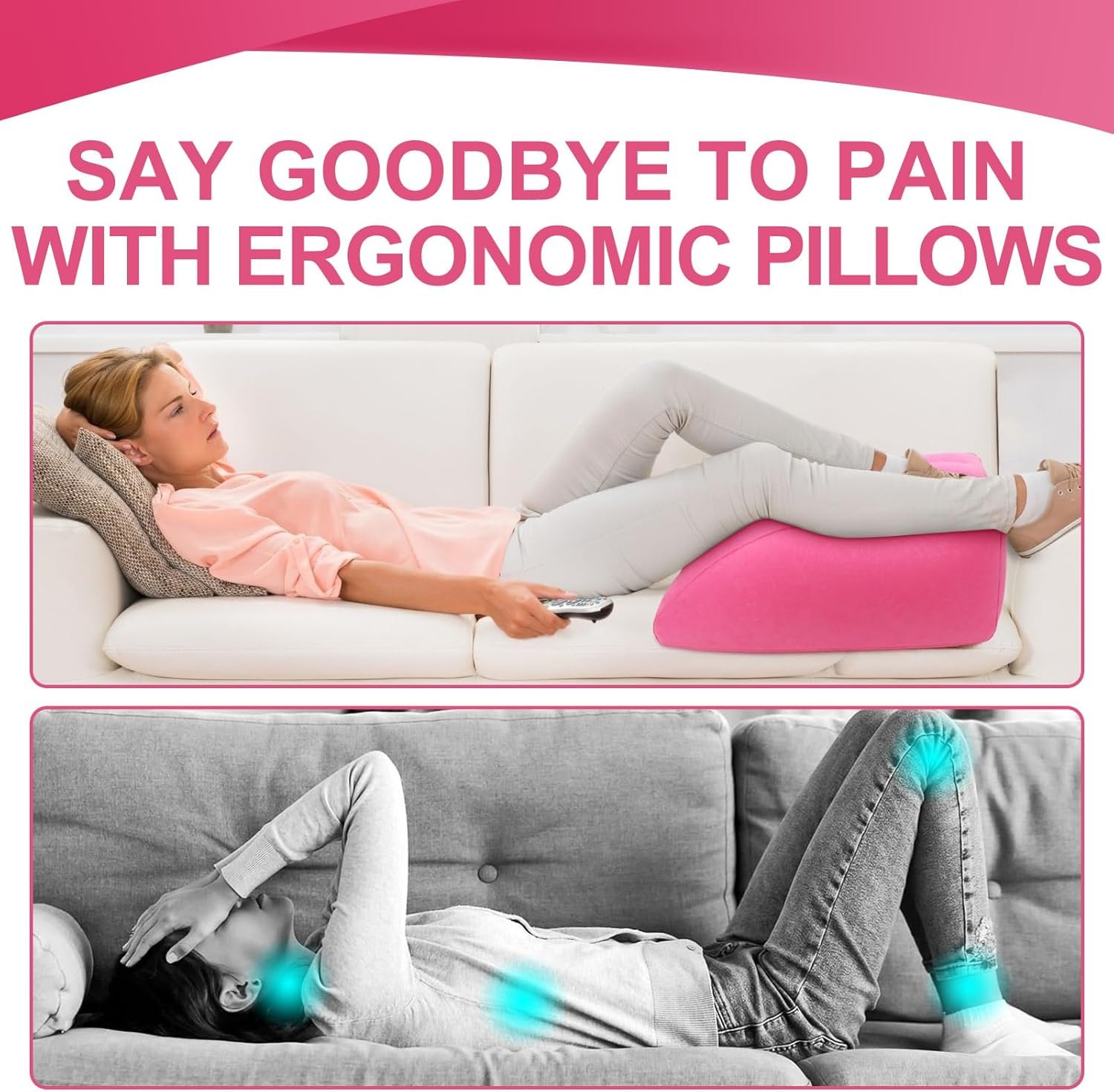 Inflatable Leg Pillow, Wedge Pillow for Sleeping, Portable Wedge Pillow, Improve Circulataion and Reduce Swelling, for Sleeping, Recovery, Pregnant (Pink) - Image 4