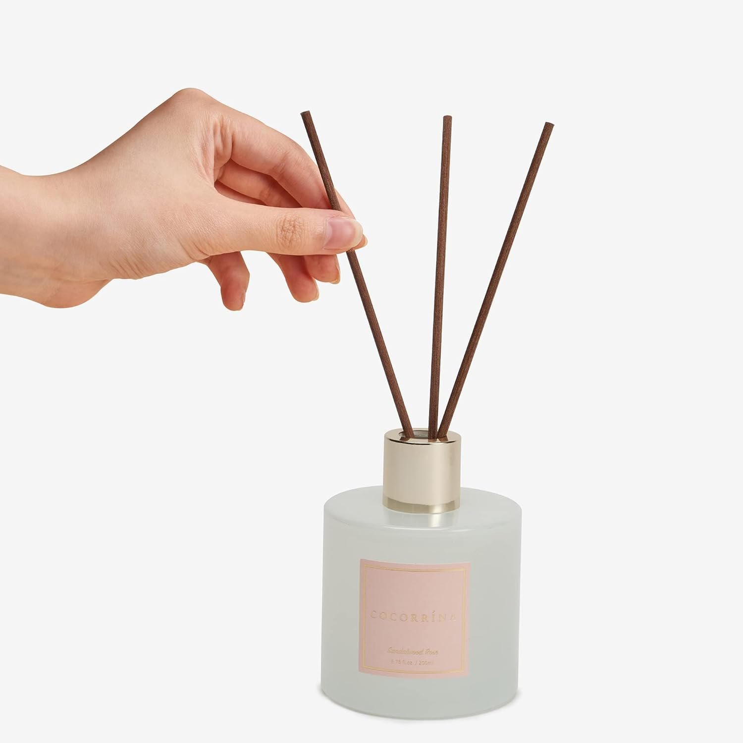 Cocorrína Premium Reed Diffuser Set with Preserved Baby's Breath & Cotton Stick Sandalwood Rose | 6.7oz Scent Fragrance Oil Diffuser for Bedroom Bathroom Home Décor - Image 5
