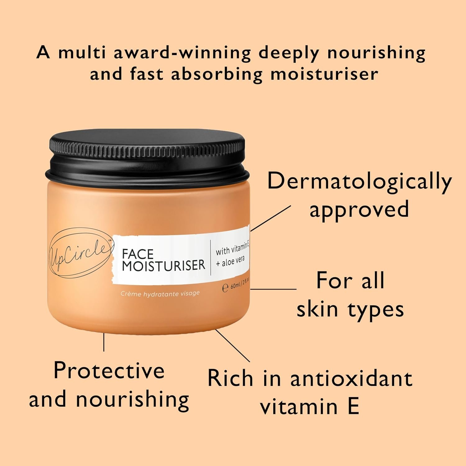 UPCIRCLE Face Moisturiser with Argan Powder 1.7oz - Nourishing Day Cream - Vitamin E, Aloe Vera, Glycerin, Shea + Coconut Butter - Natural, Vegan + Cruelty-Free - Image 4