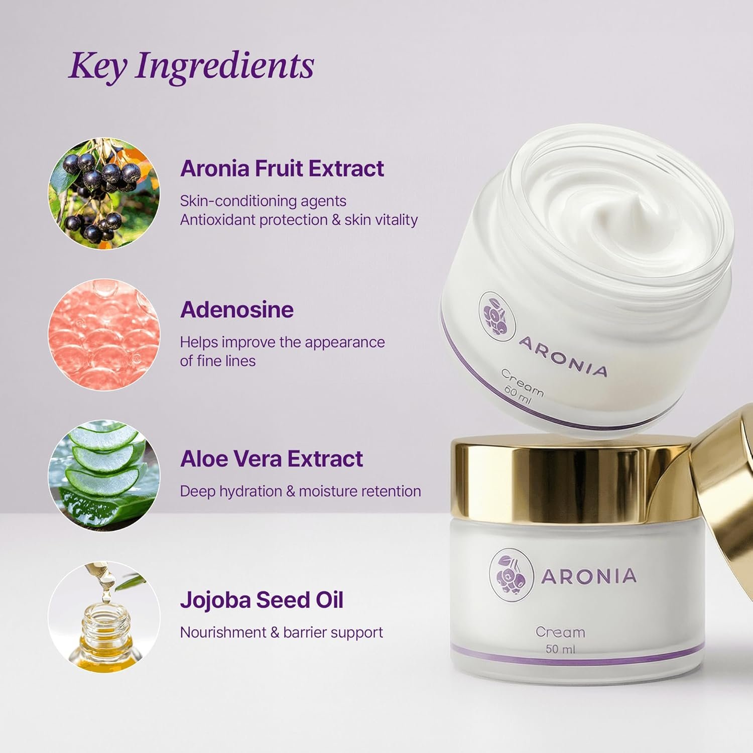 Aronia Extract Day Night Cream for Face Neck with Antioxidant Formula, Hydrating Moisturizer, Brightening 1.76 oz - Image 3