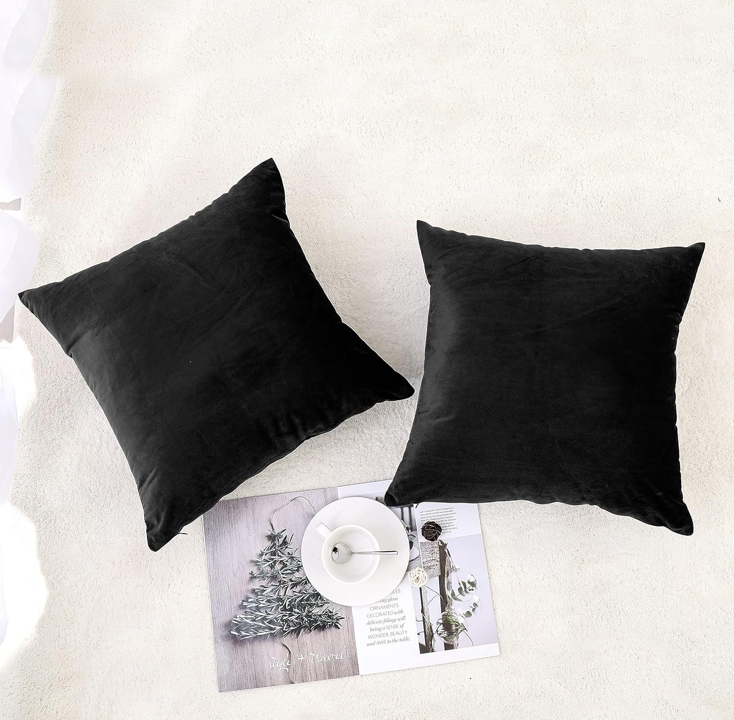 NiNi ALL Decorative Throw Pillow Covers Pack of 2, Velvet Throw Pillow Cases for Couch Pillows Cover Bedroom Living Room Outdoor, Pillow Covers 18x18 Inch Black - Image 3