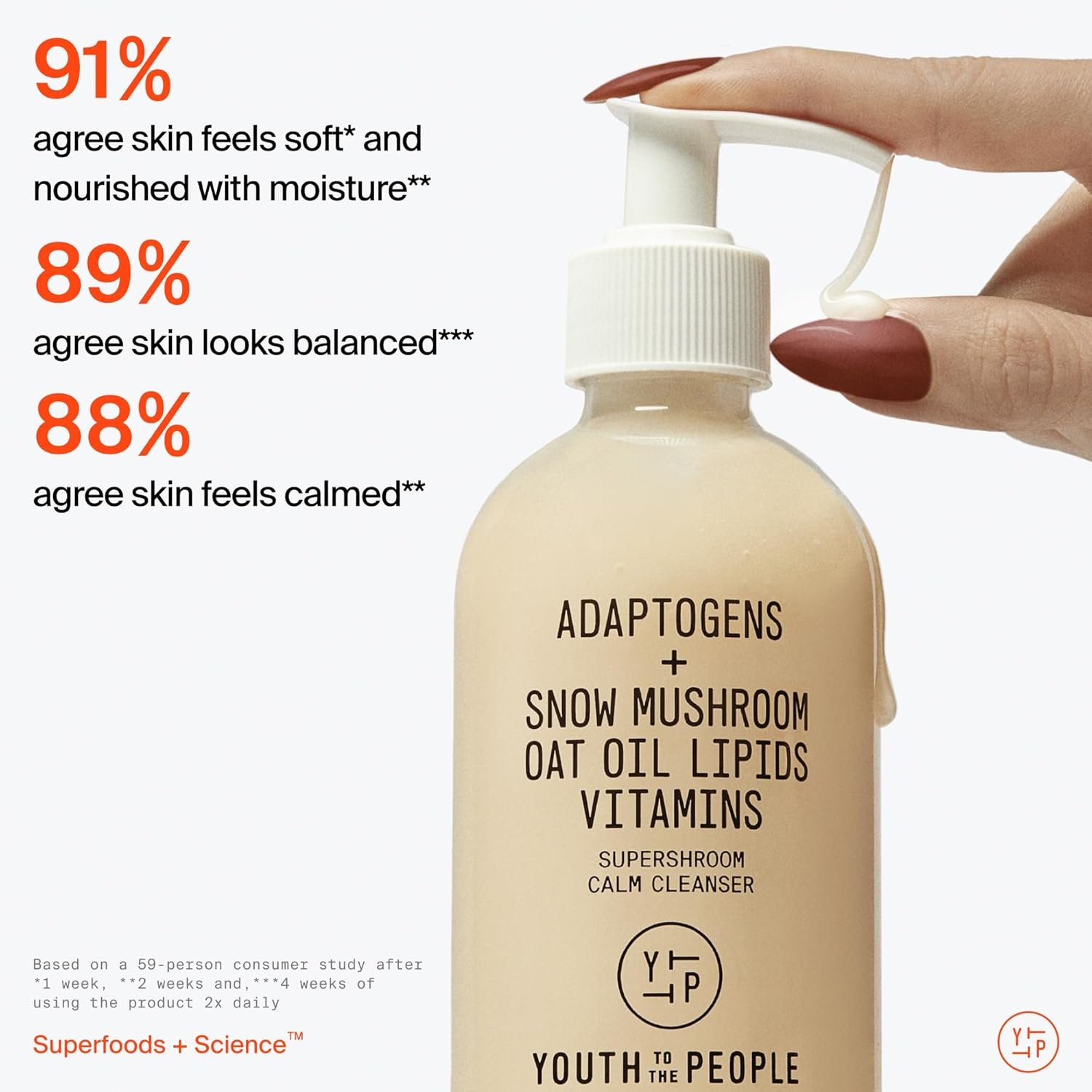 Youth To The People Supershroom Facial Cleanser - Adaptogens + Snow Mushroom Oat Oil Lipids Vitamins Face Wash, Nourishing Makeup Remover for Dry + Sensitive Skin, Soothes Redness - Image 3