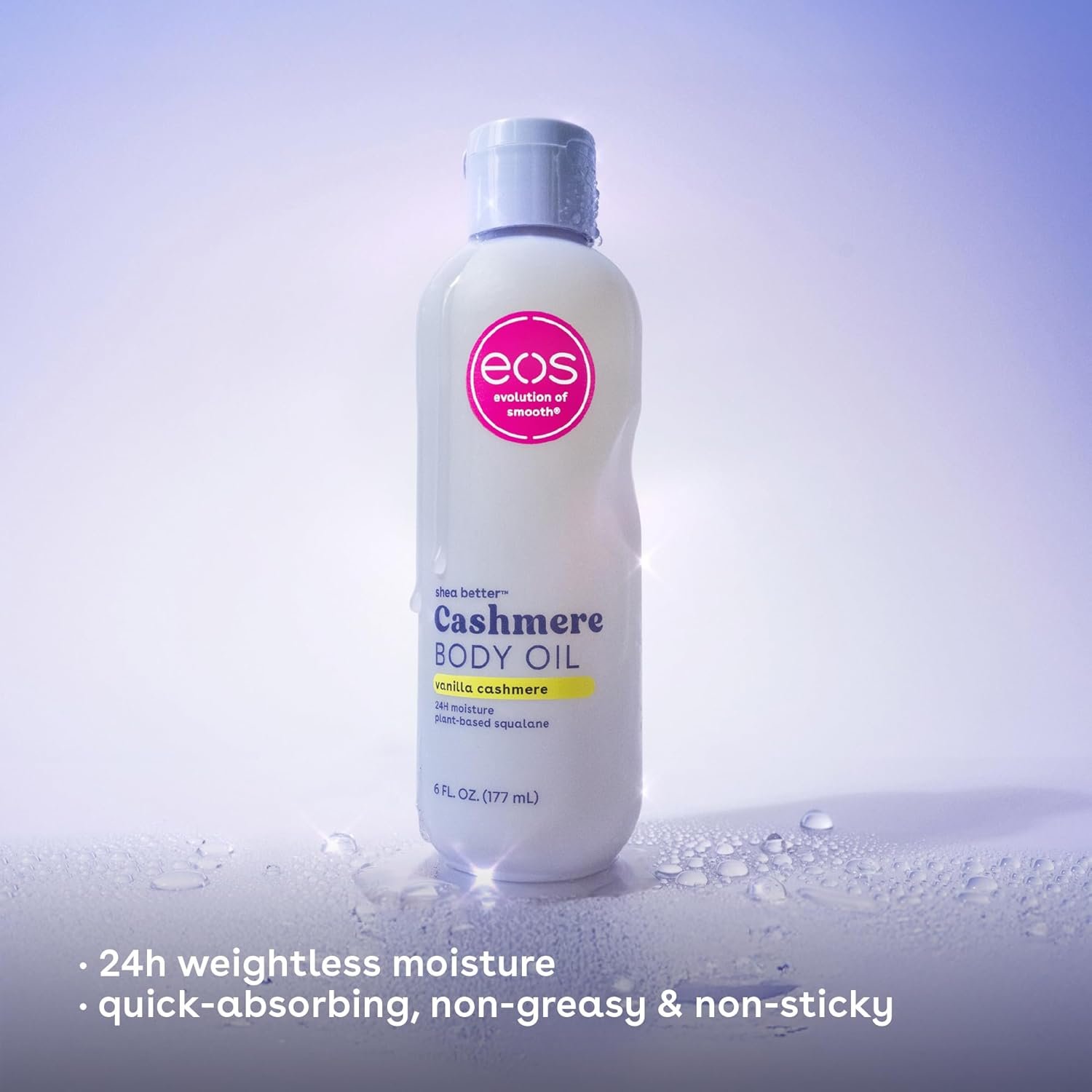 eos Cashmere Oil, Vanilla, 24 Hour Moisture, Plant-Based Squalane to Soothe, Soften and Smooth Dry Skin, 6 fl oz - Image 3