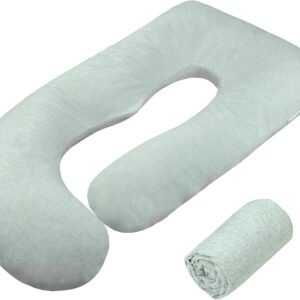 TANOFAR Pregnancy Pillow Cover J Shaped(ONLY Pillowcase), Super Soft Pillowcase Replacement Cover for Maternity Pillow, with Large Sized Zipper, Fits 55/58 Inch Pregnant Pillow, Green