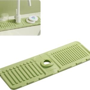 Faucet Mat for Kitchen Sink – Adjustable Silicone Sink Splash Guard with Fast Drying Properties , Perfect for Bathroom, Laundry & Bar, Durable Kitchen Sink Accessories Green