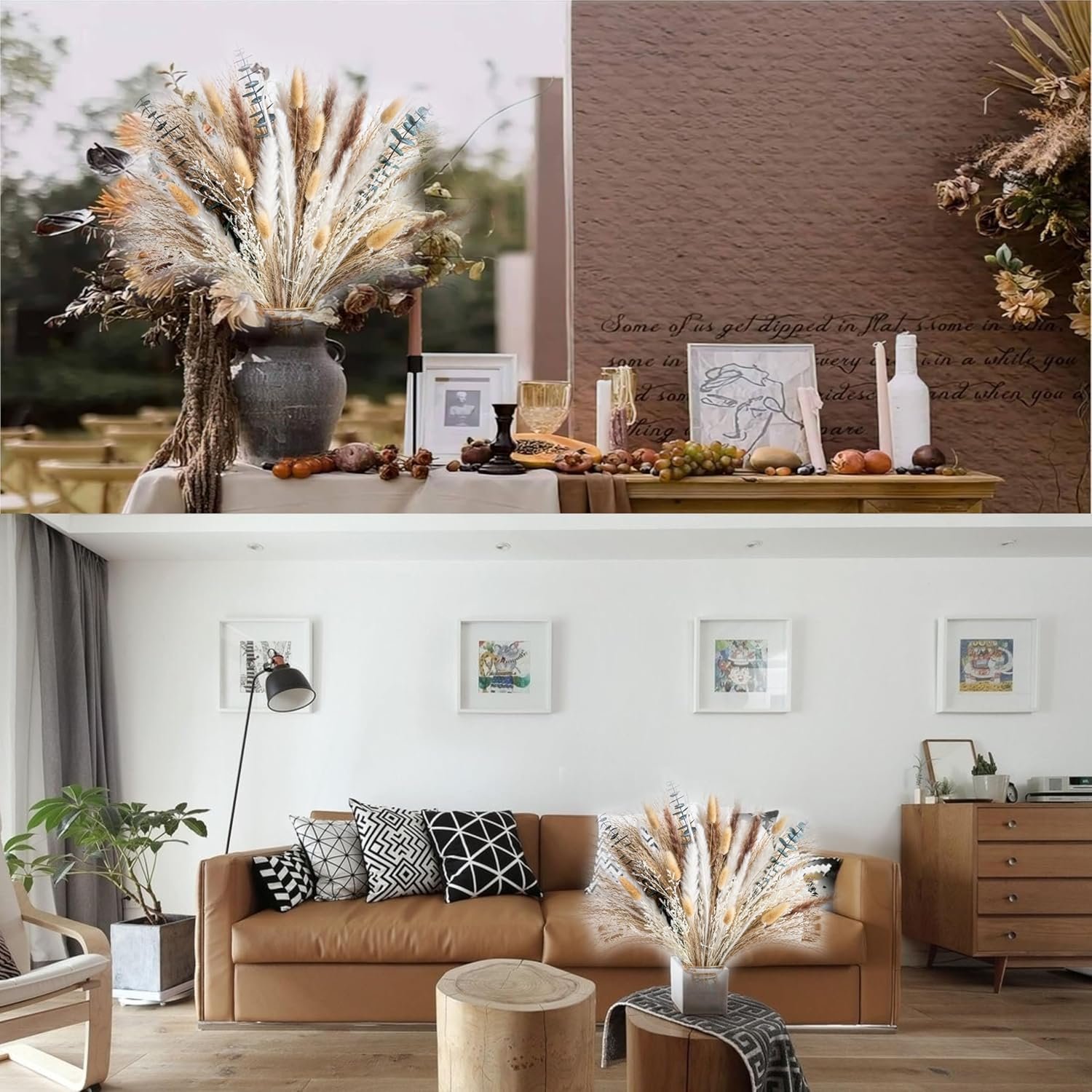 Boho Decor Pampas Grass and Eucalyptus Bouquet,pompas Grass Dried Flowers Arrangement for Centerpiece Table Decor,Wedding,Home,Room,Rustic Decor - Image 5