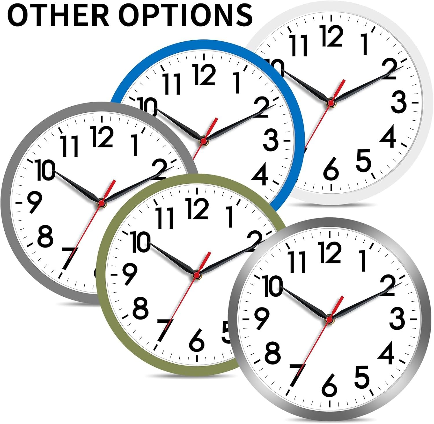 AKCISOT Wall Clock, Modern Small Wall Clocks Battery Operated 8 Inch, Silent Non-Ticking Analog Classic for Office, Home, Bathroom, Kitchen, Bedroom, School(Black) - Image 3