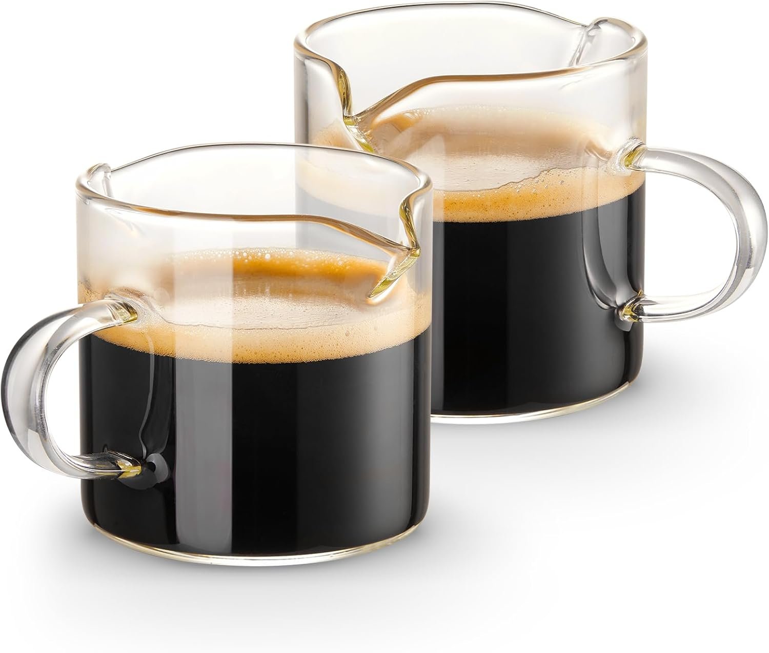 Espresso Cups Set of 2, 4 OZ Double Spouts Cups, Shot Glasses, Milk Cup with Handle, Clear Glass, Espresso Accessories for Machine, Small - Image 3